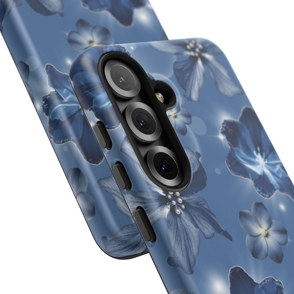 Blue Floral Tough Phone Case — Protective Blossom Design
