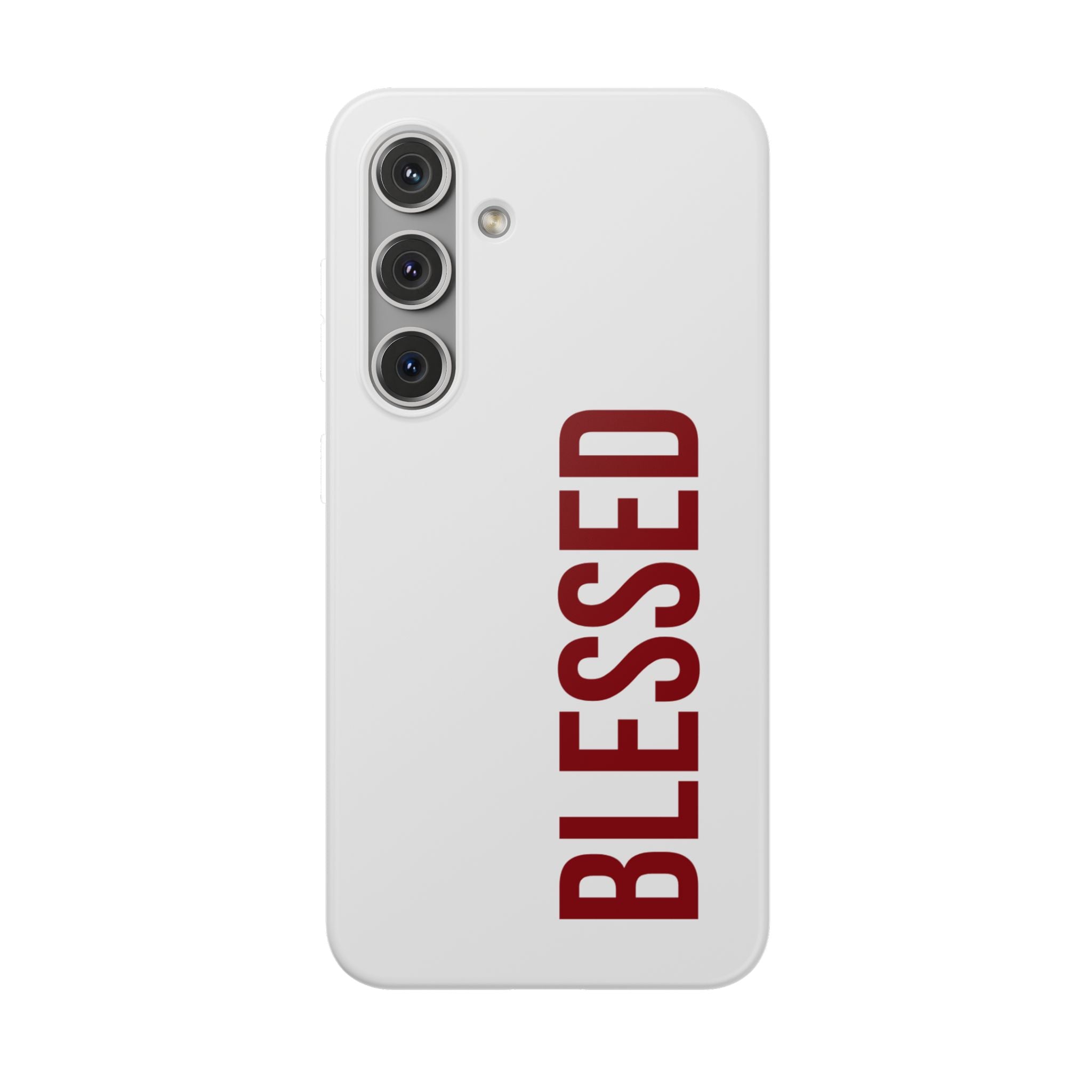 Blessed Phone Case — Vertical Red Typography Clear Flexi Case