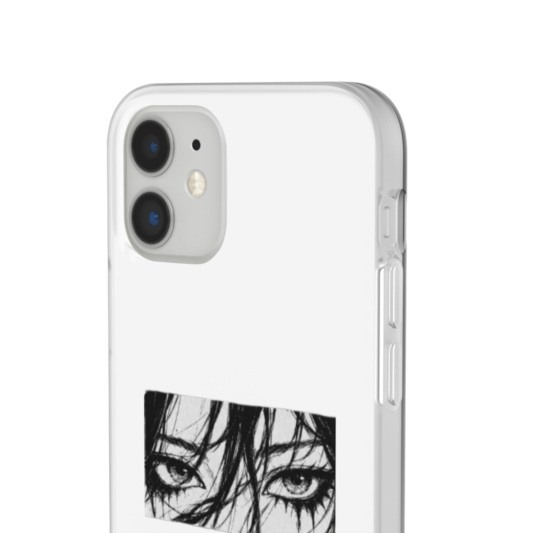 Anime Eyes Illustration Phone Case - Moody Black & White Flexi Case