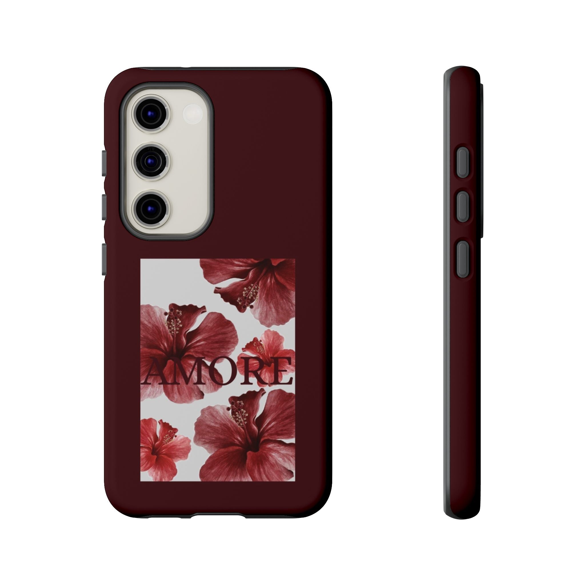 Amore Floral Phone Case — Burgundy Tough Protective Cover