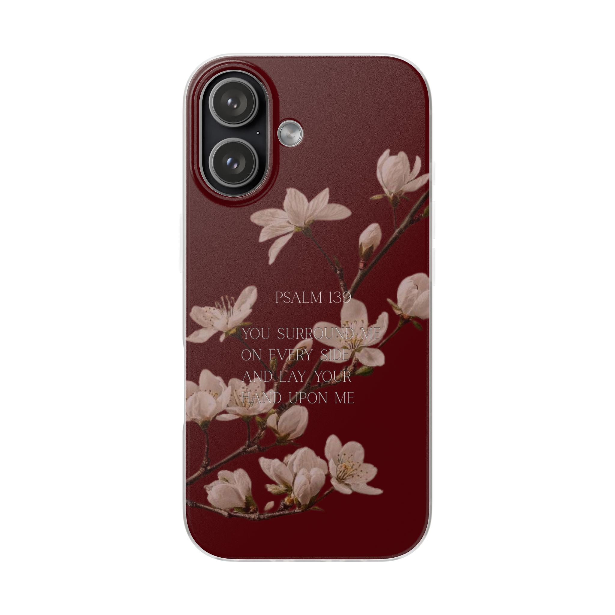 Floral Psalm Phone Case — Psalm 139 Scripture Cherry Blossom iPhone Cover