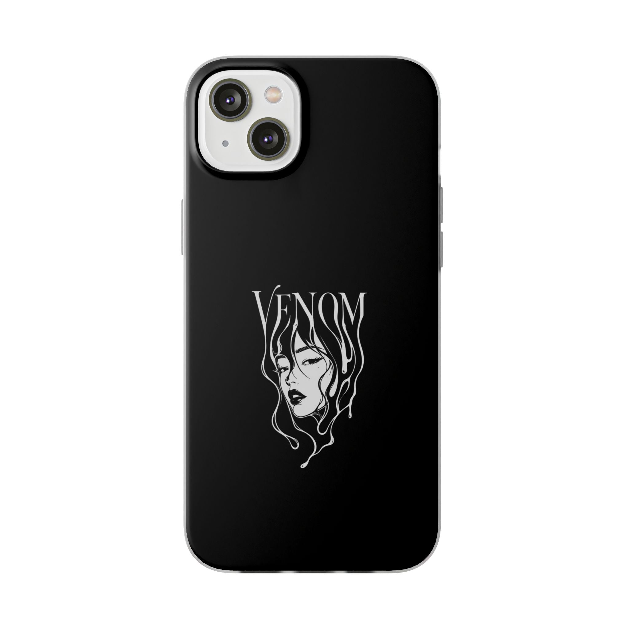 Venom Goth Phone Case — Black Protective Flexible Phone Case with Dark Femme Artwork