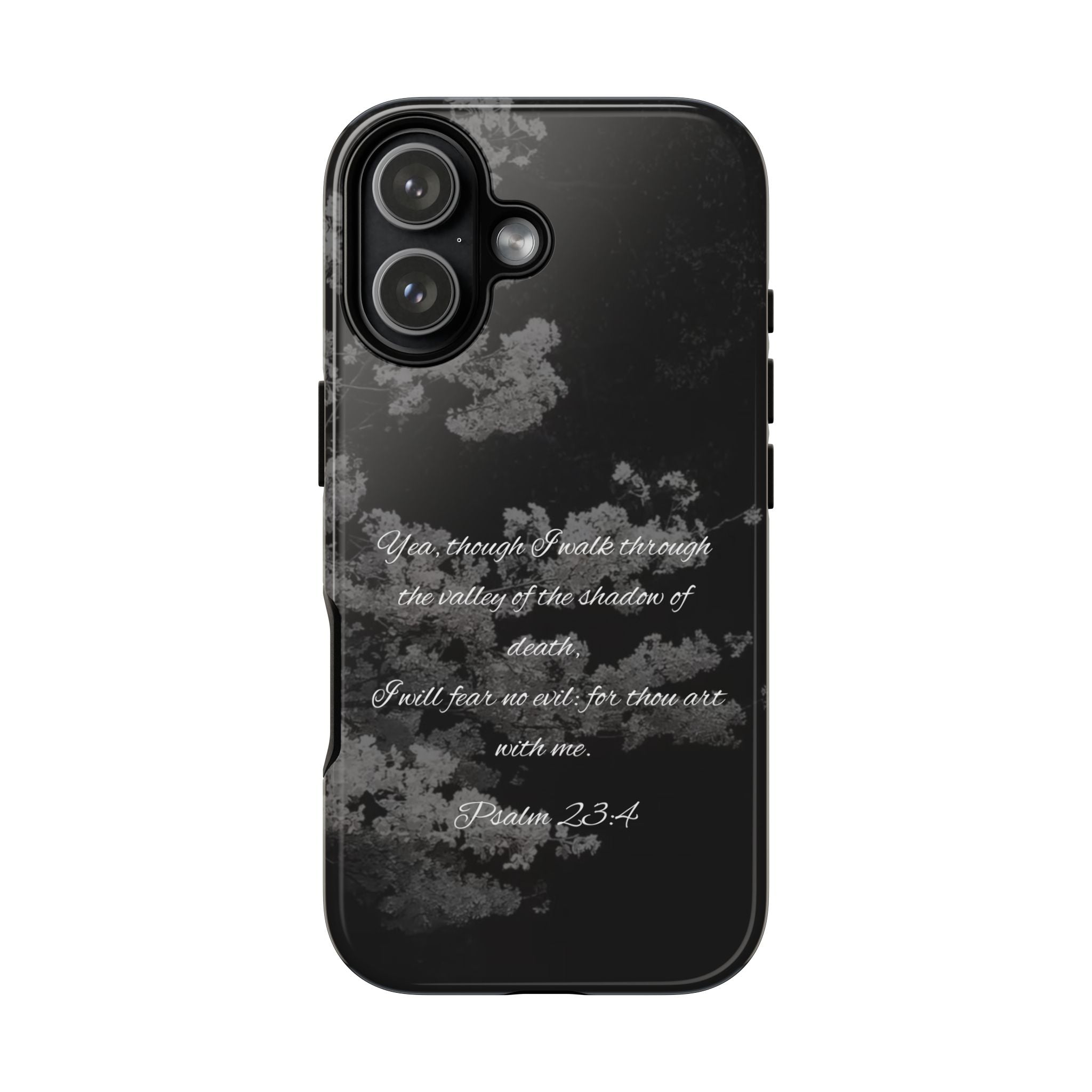 Bible Verse Phone Case — Psalm 23:4 Comfort Black Protective Cover