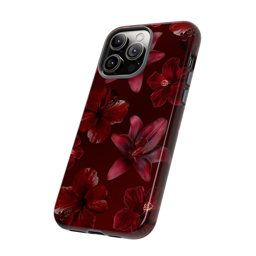 Tough Cases - Dark Red Floral Phone Case