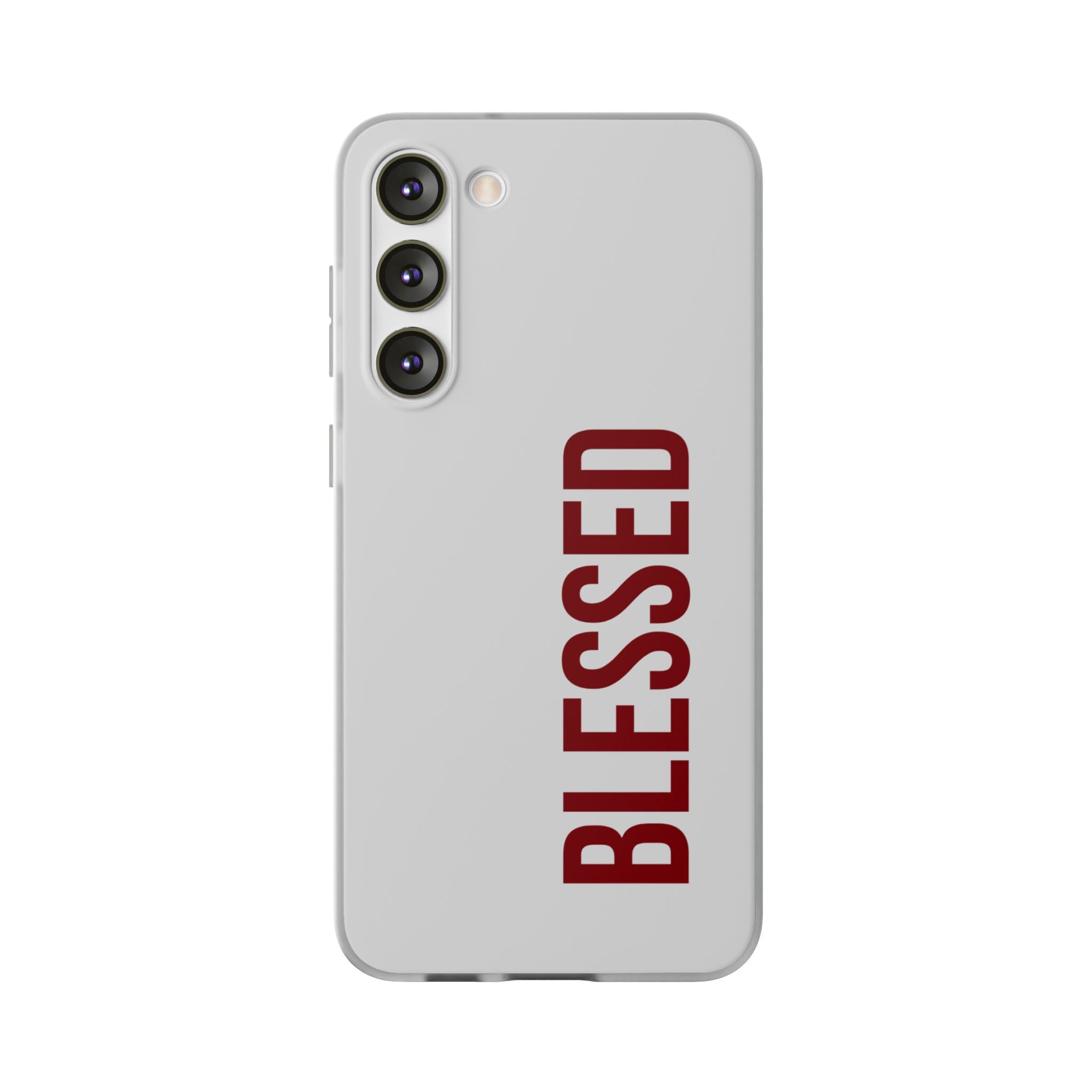 Blessed Phone Case — Vertical Red Typography Clear Flexi Case