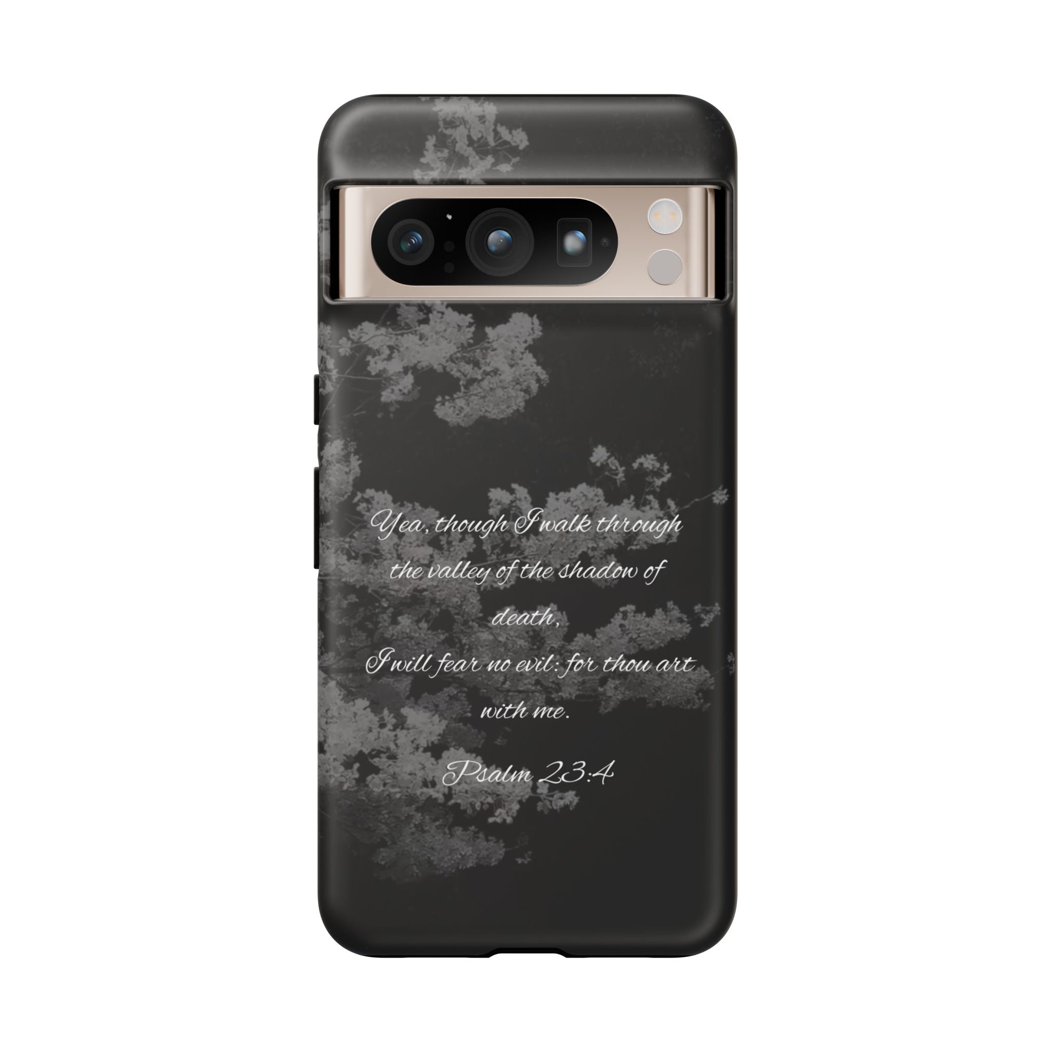 Bible Verse Phone Case — Psalm 23:4 Comfort Black Protective Cover