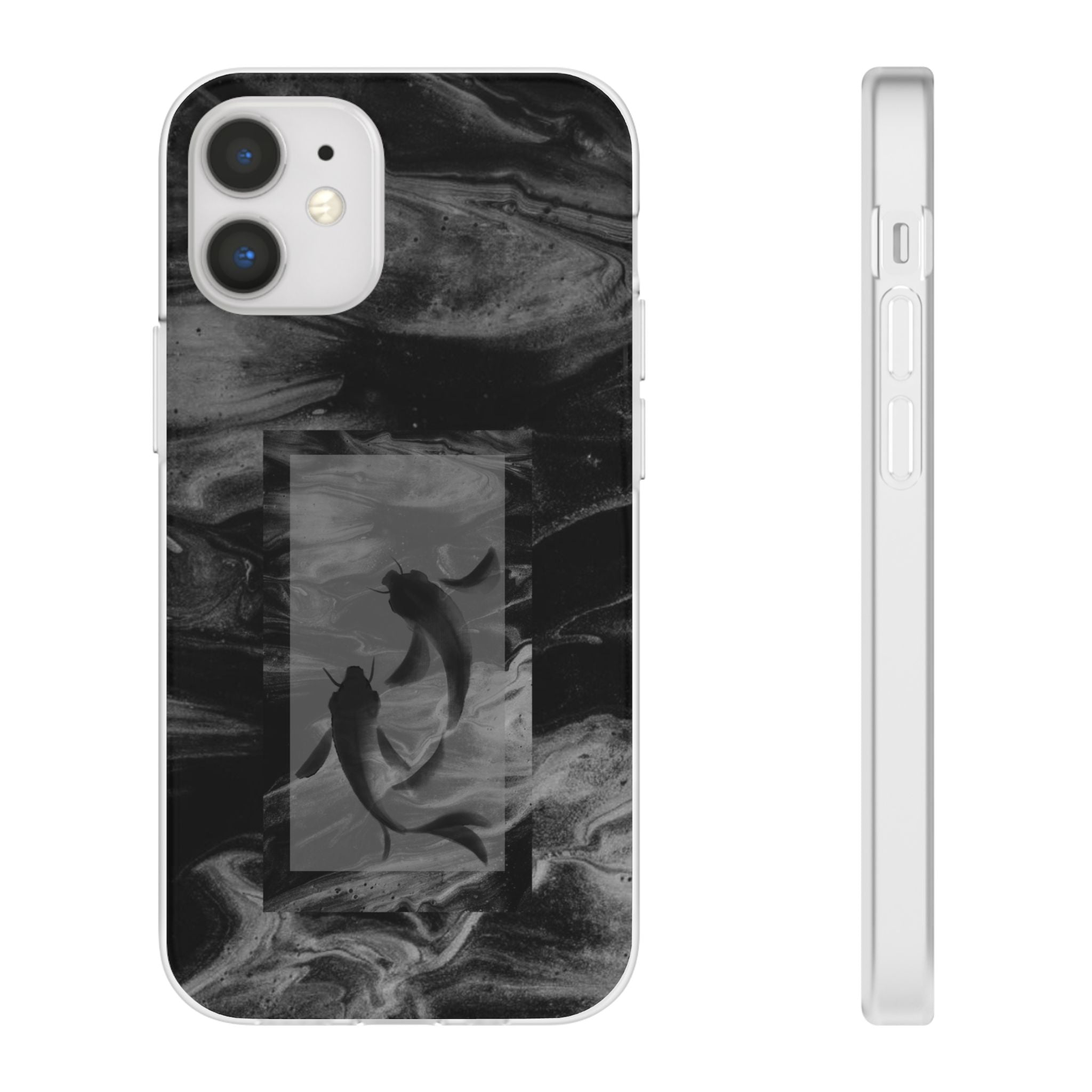 Black Koi Phone Case — Minimalist Monochrome Fish Design