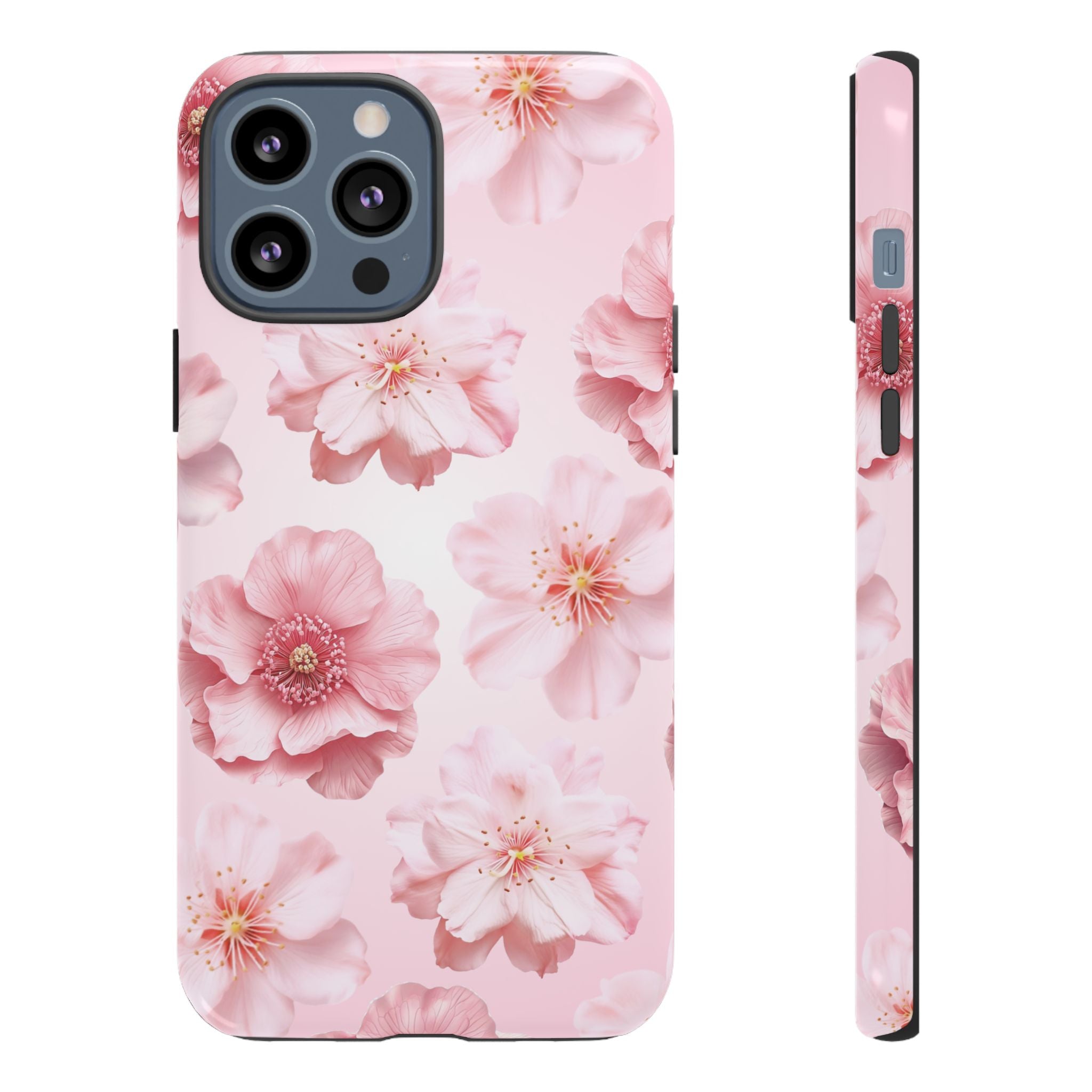 Pink Floral Tough Phone Case — Protective Sakura Blossom Design