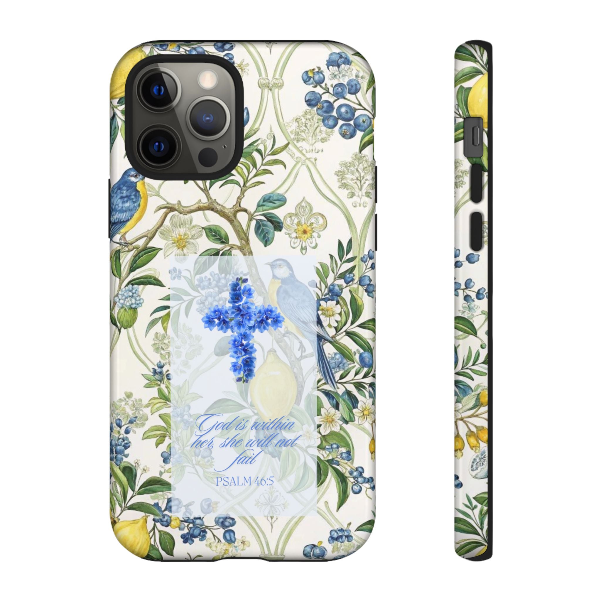 Floral Cross Tough Phone Case — Psalms Blessing Protective Cover