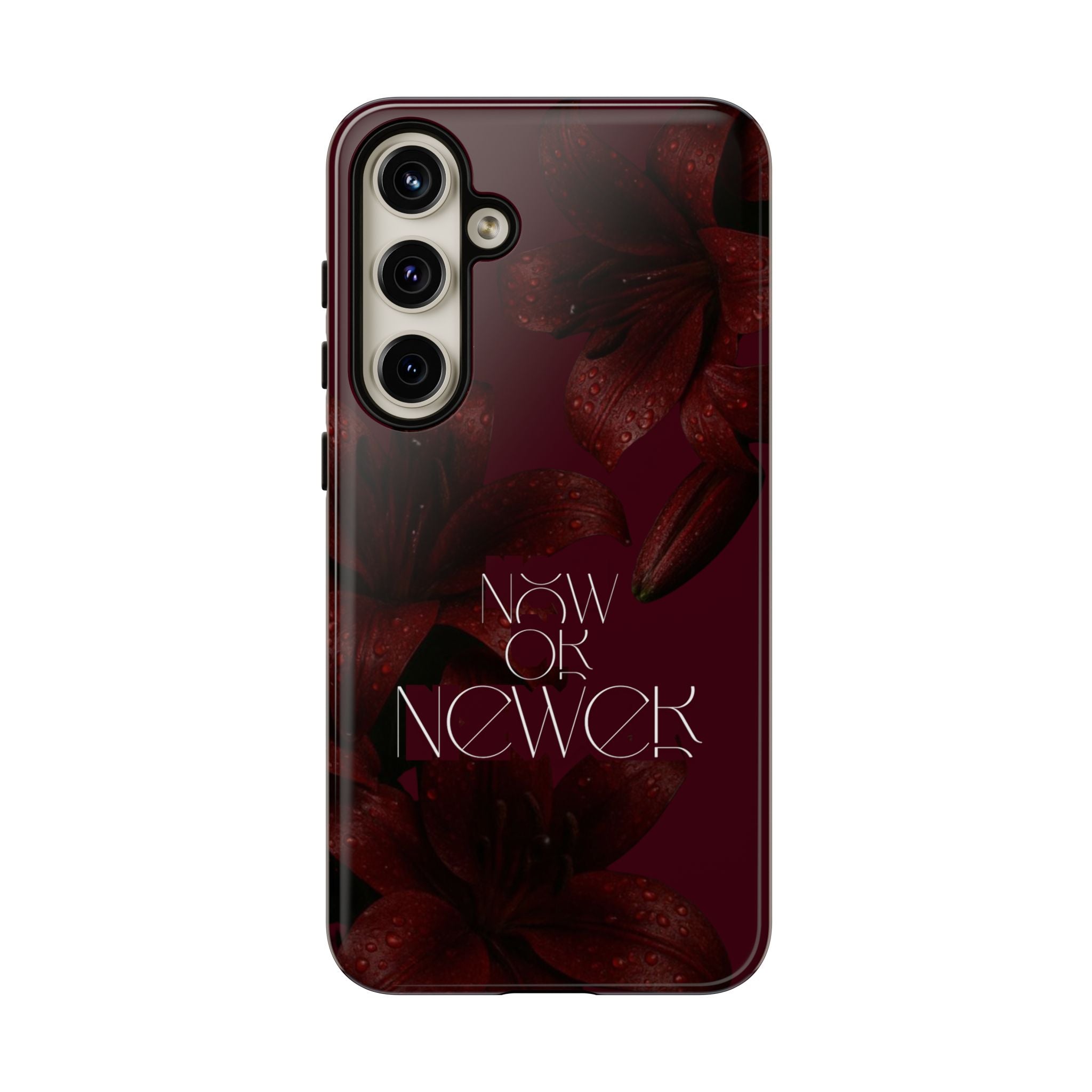 Tough Cases – Burgundy Floral “Now or Never” Protective Phone Case