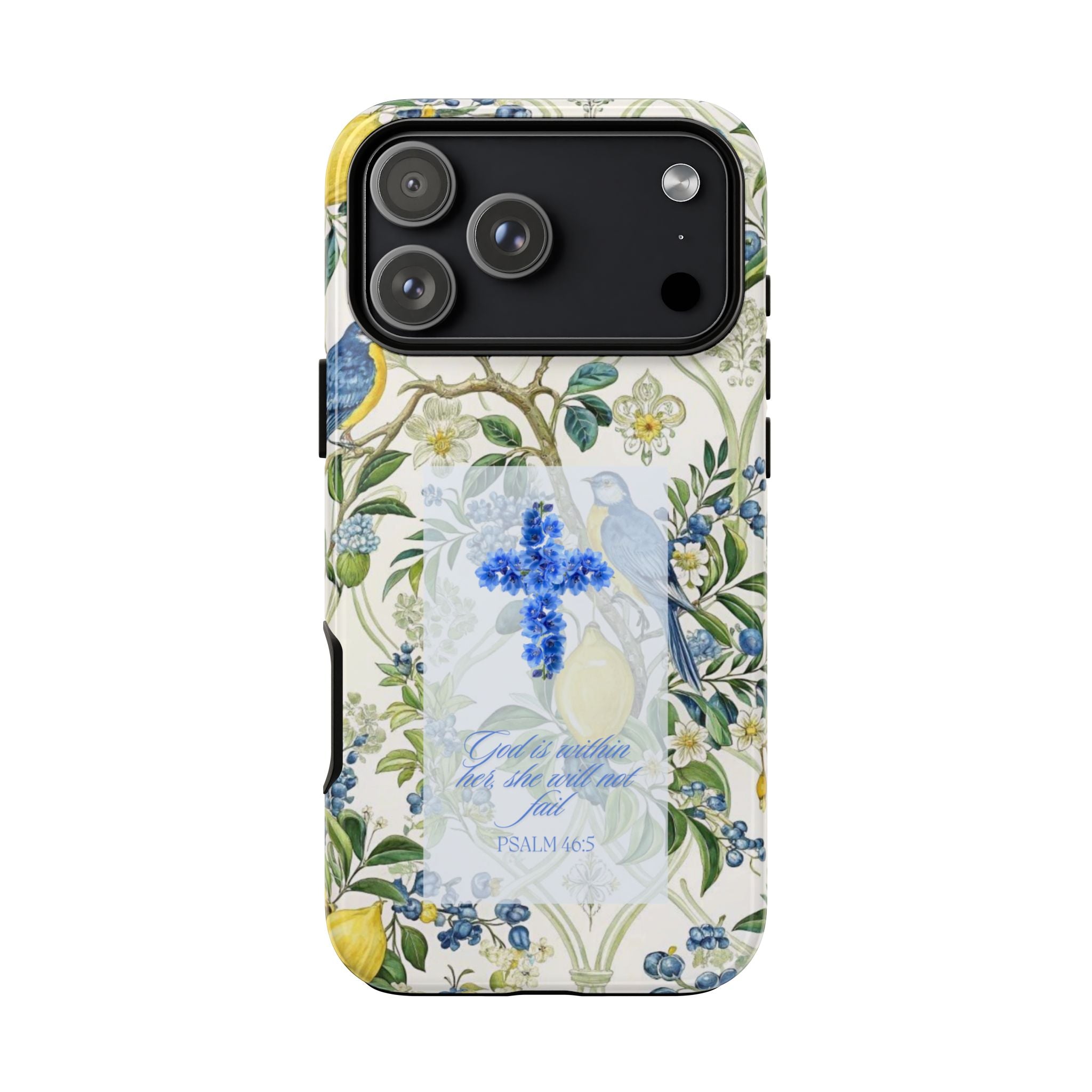 Floral Cross Tough Phone Case — Psalms Blessing Protective Cover