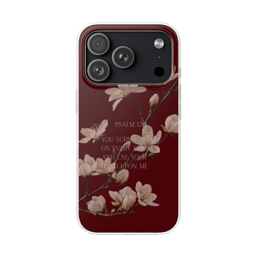 Floral Psalm Phone Case — Psalm 139 Scripture Cherry Blossom iPhone Cover