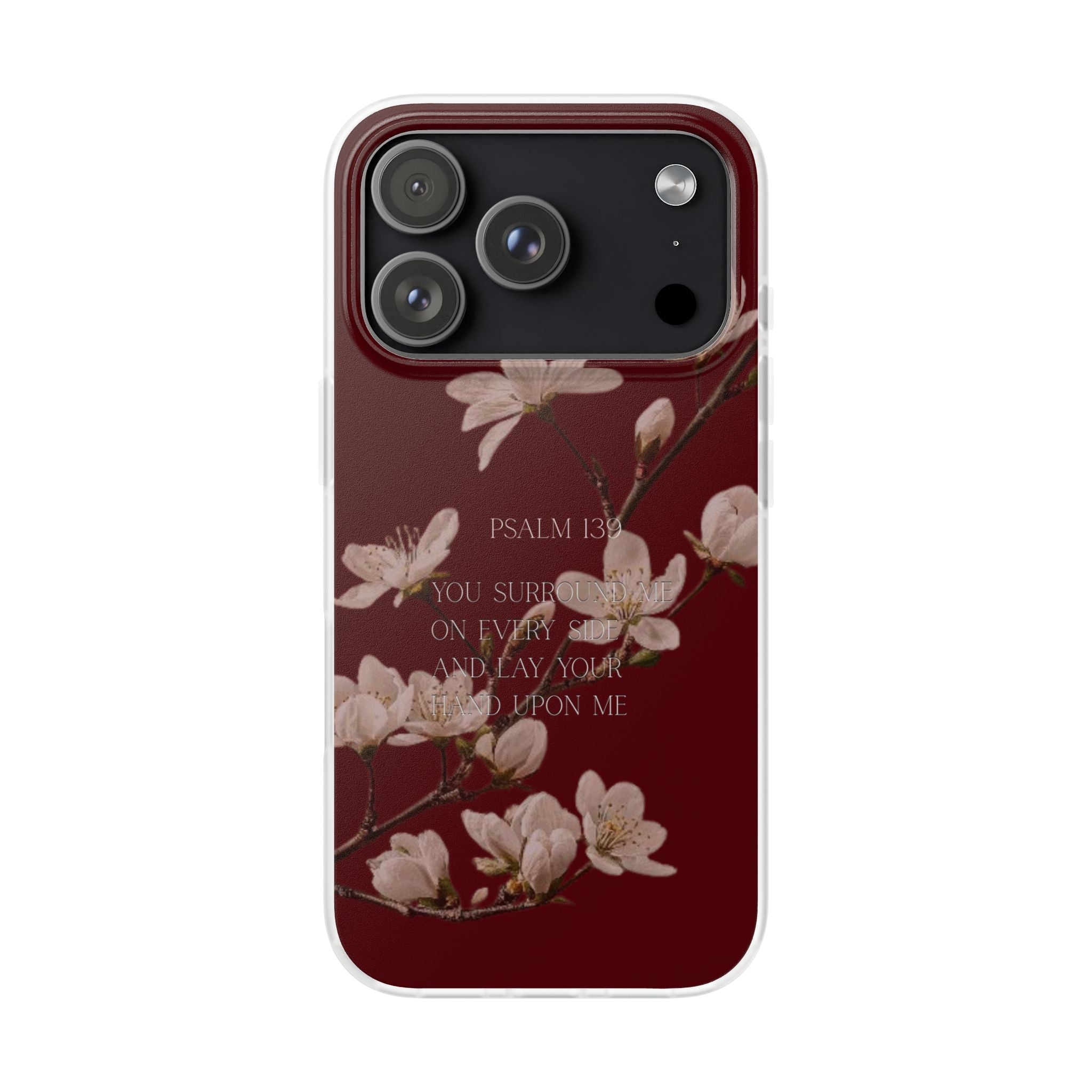 Floral Psalm Phone Case — Psalm 139 Scripture Cherry Blossom iPhone Cover