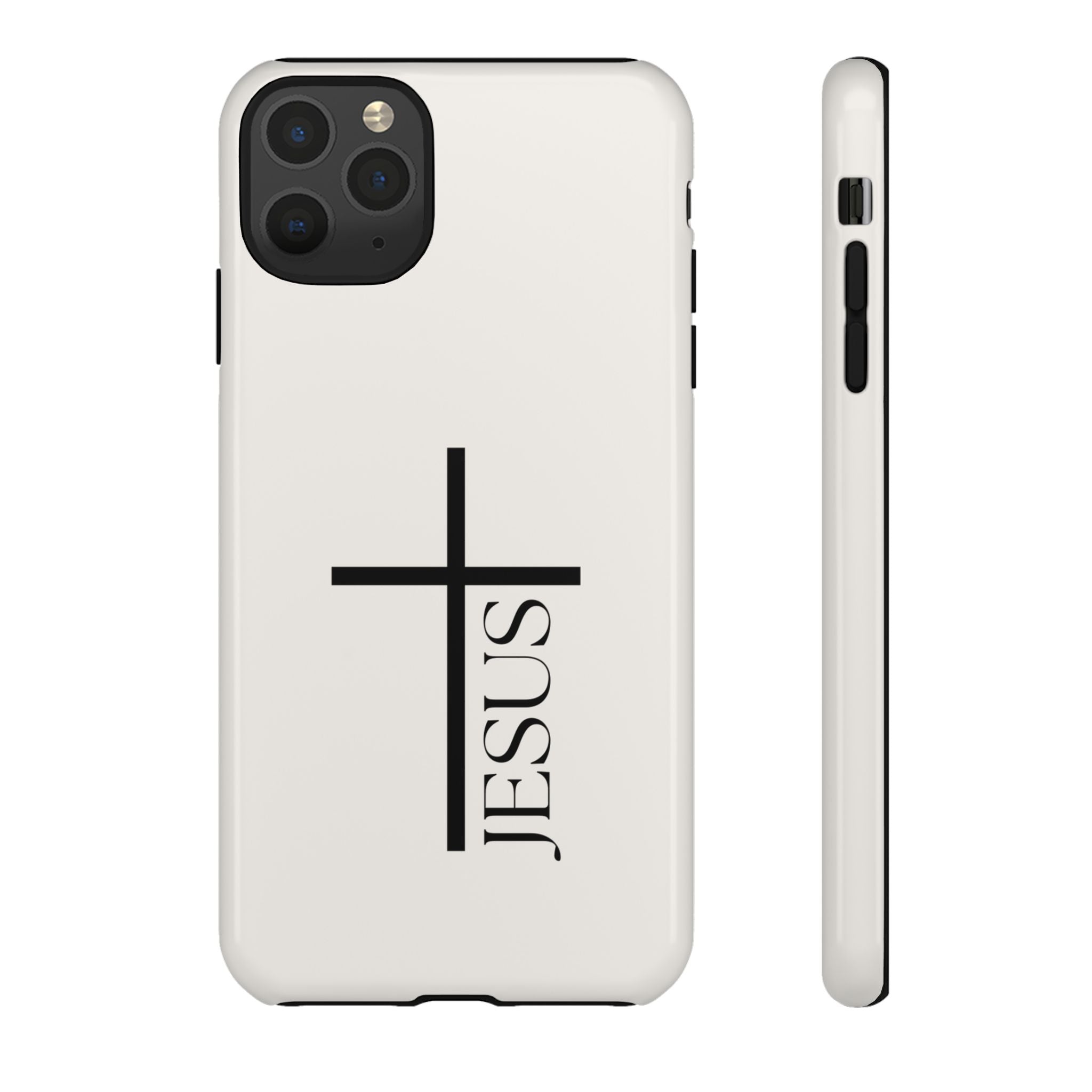 Christian Cross Phone Case - JESUS Vertical Minimalist iPhone Cover