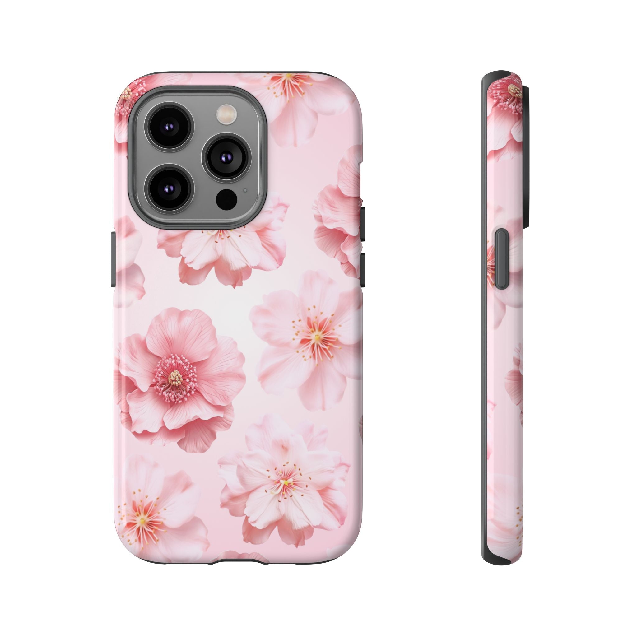 Pink Floral Tough Phone Case — Protective Sakura Blossom Design