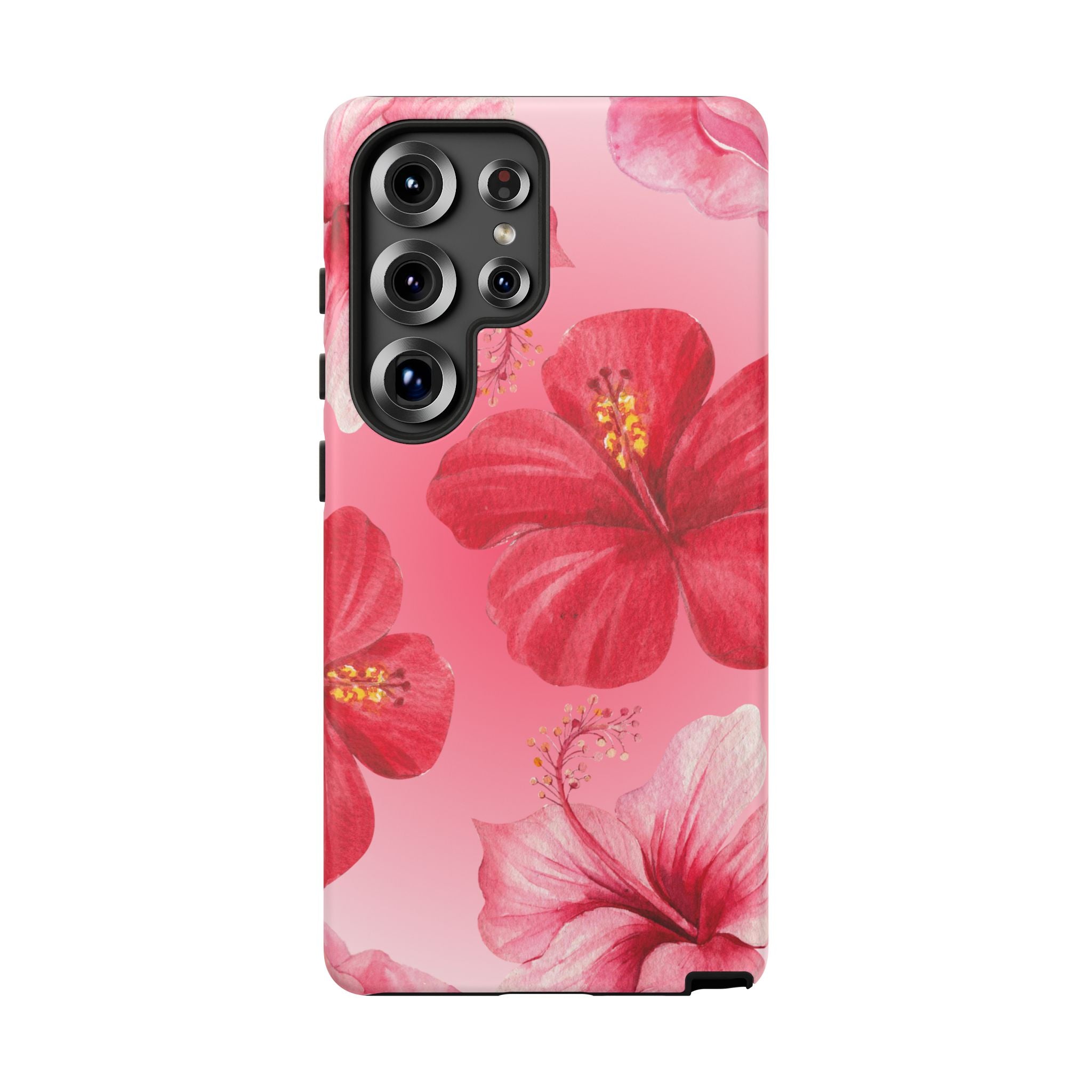 Hibiscus Pink Tough Phone Case — Floral Tropical Protective Cover