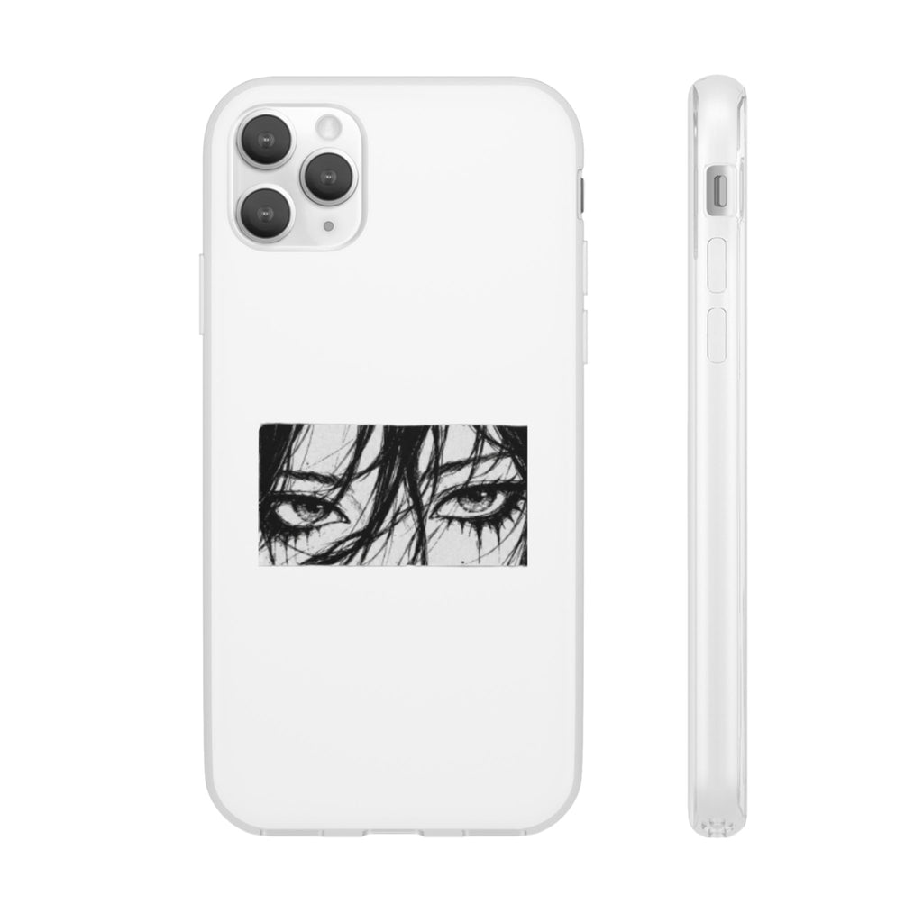 Anime Eyes Illustration Phone Case - Moody Black & White Flexi Case