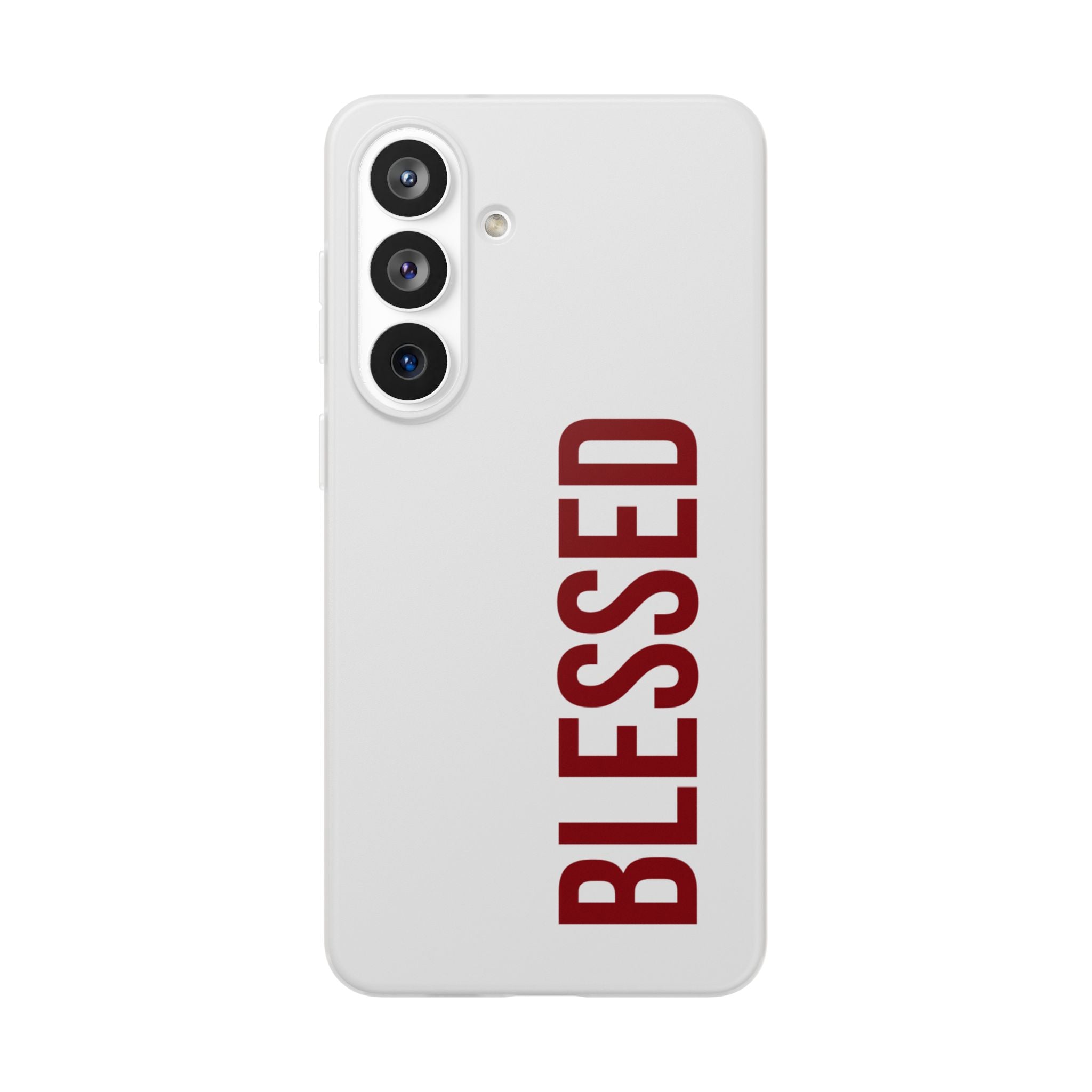 Blessed Phone Case — Vertical Red Typography Clear Flexi Case
