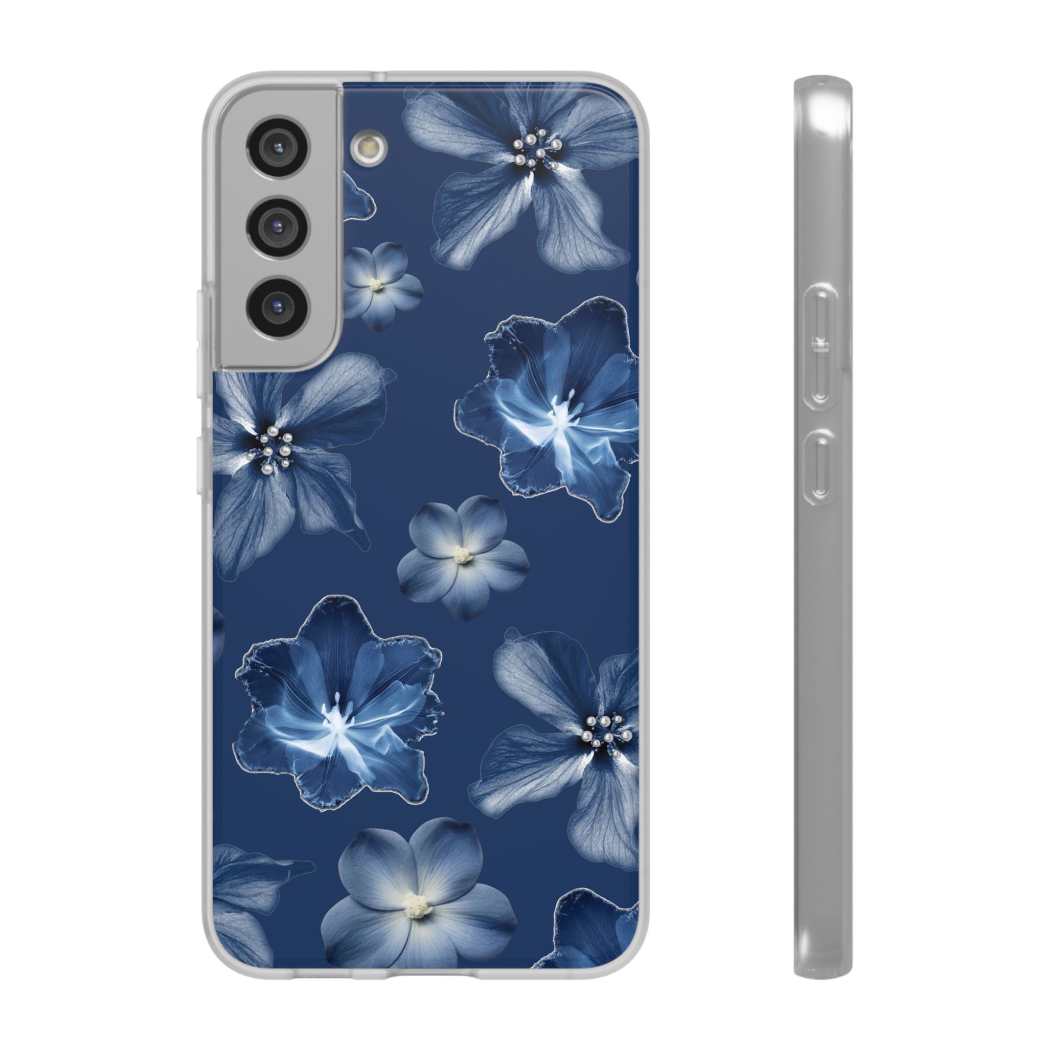 Floral Blue Phone Case — Navy Watercolor Blossom Flexi Case