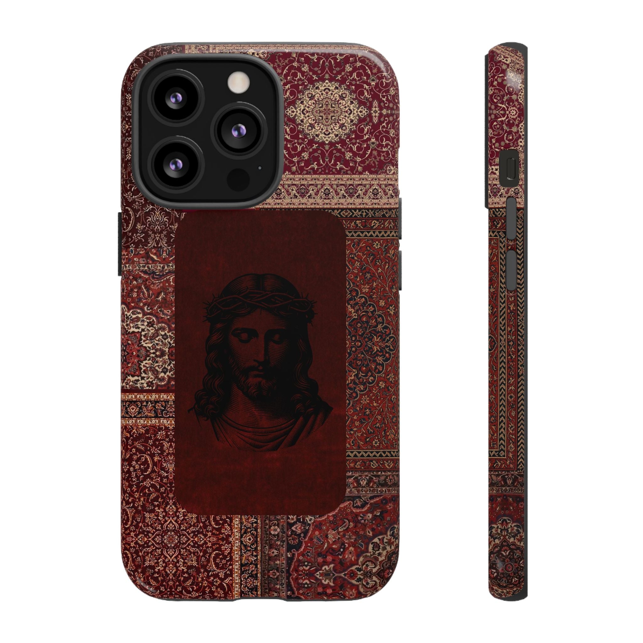 Religious Vintage Rug Phone Case — Jesus Portrait Tough Case