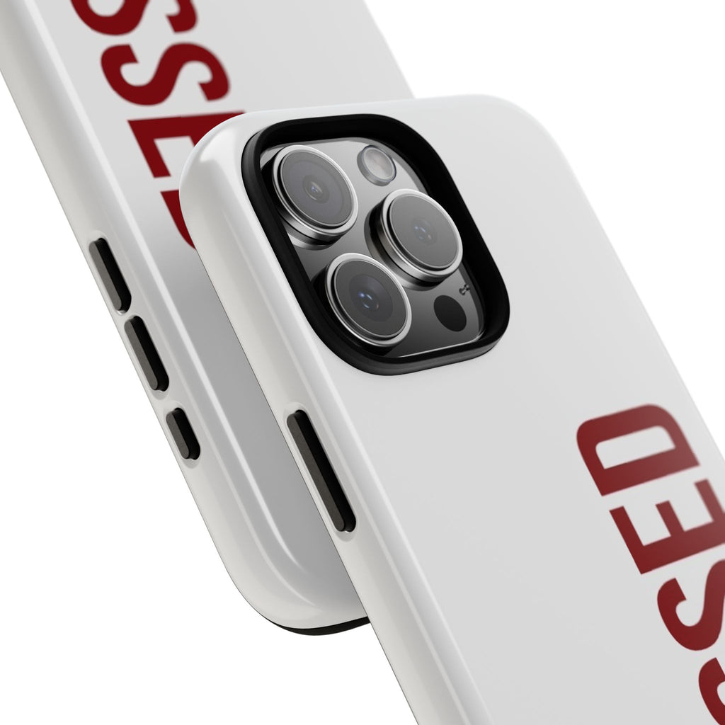 Blessed Vertical Phone Case — Protective Slim iPhone Cover with Red 'BLESSED' Text