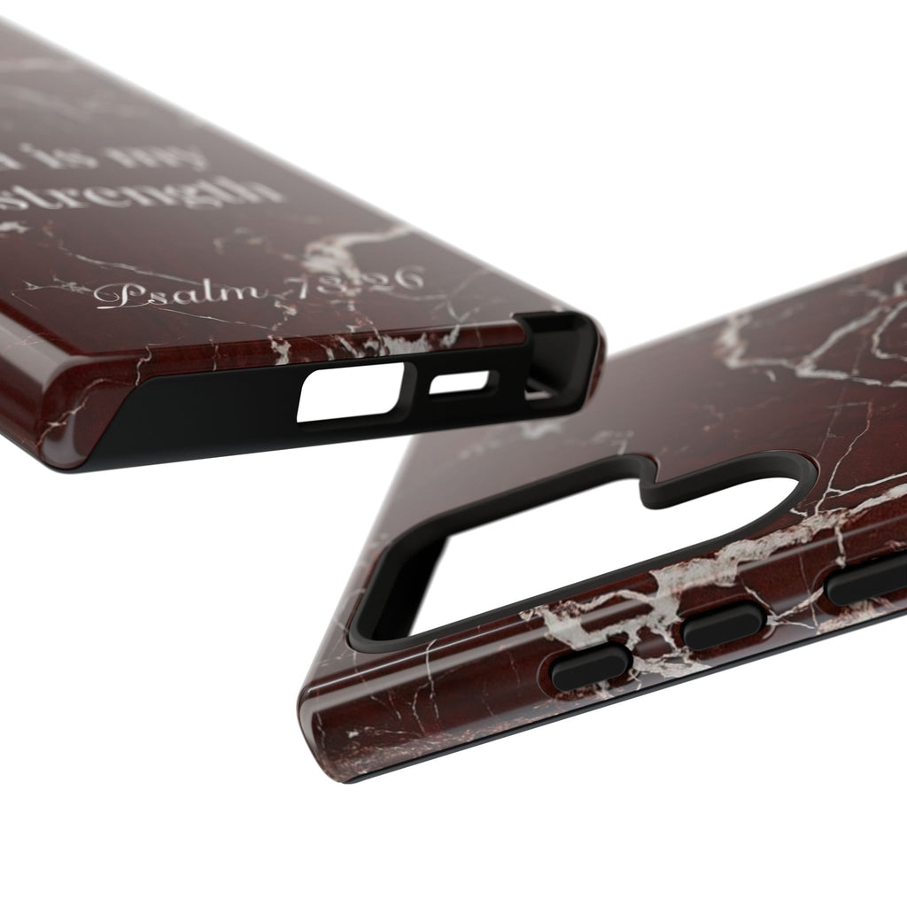 God Is My Strength — Psalm 73:26 Christian Tough Phone Case | Marble Faith Cover