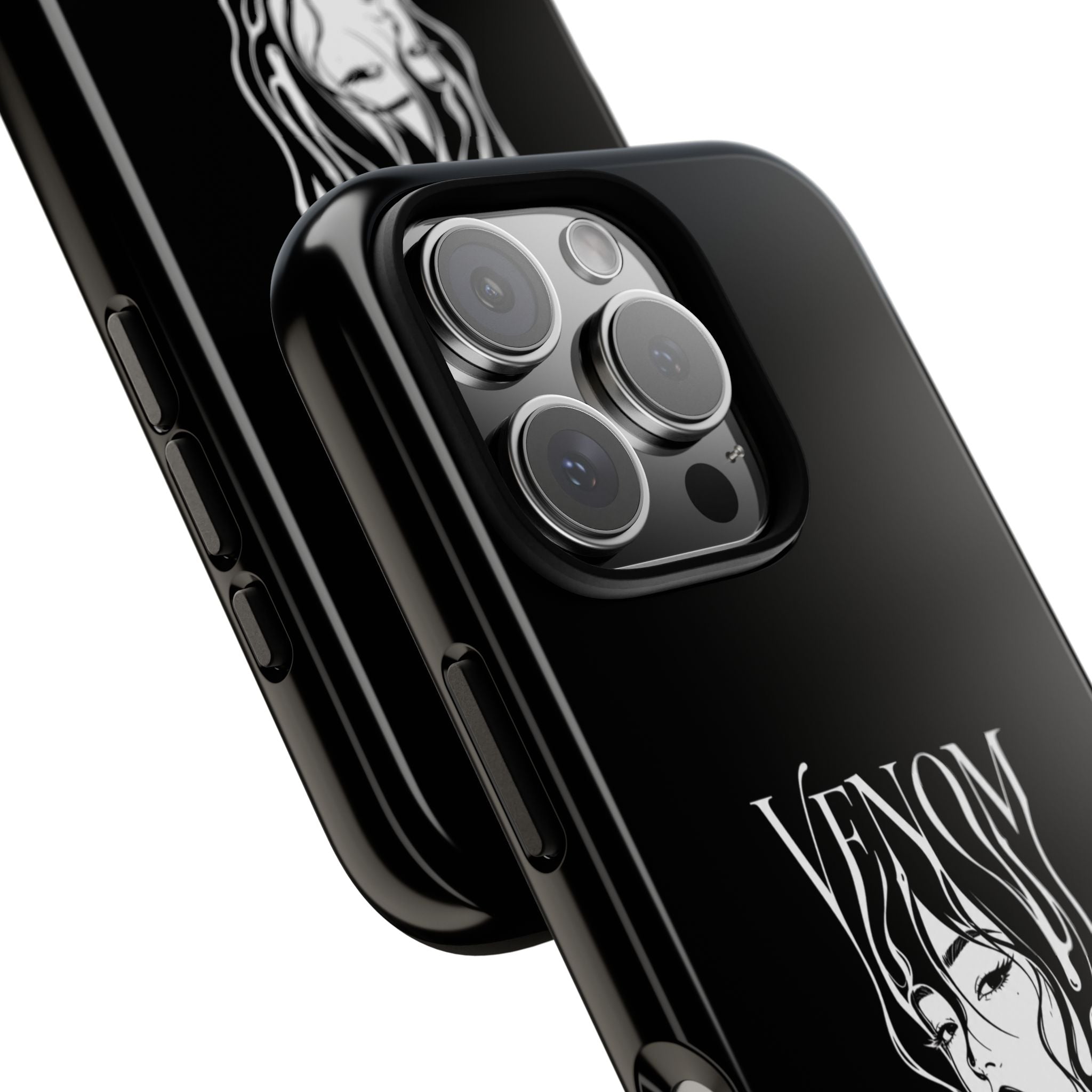 Venom Goth Phone Case — Black Protective Tough Case with Dark Femme Artwork