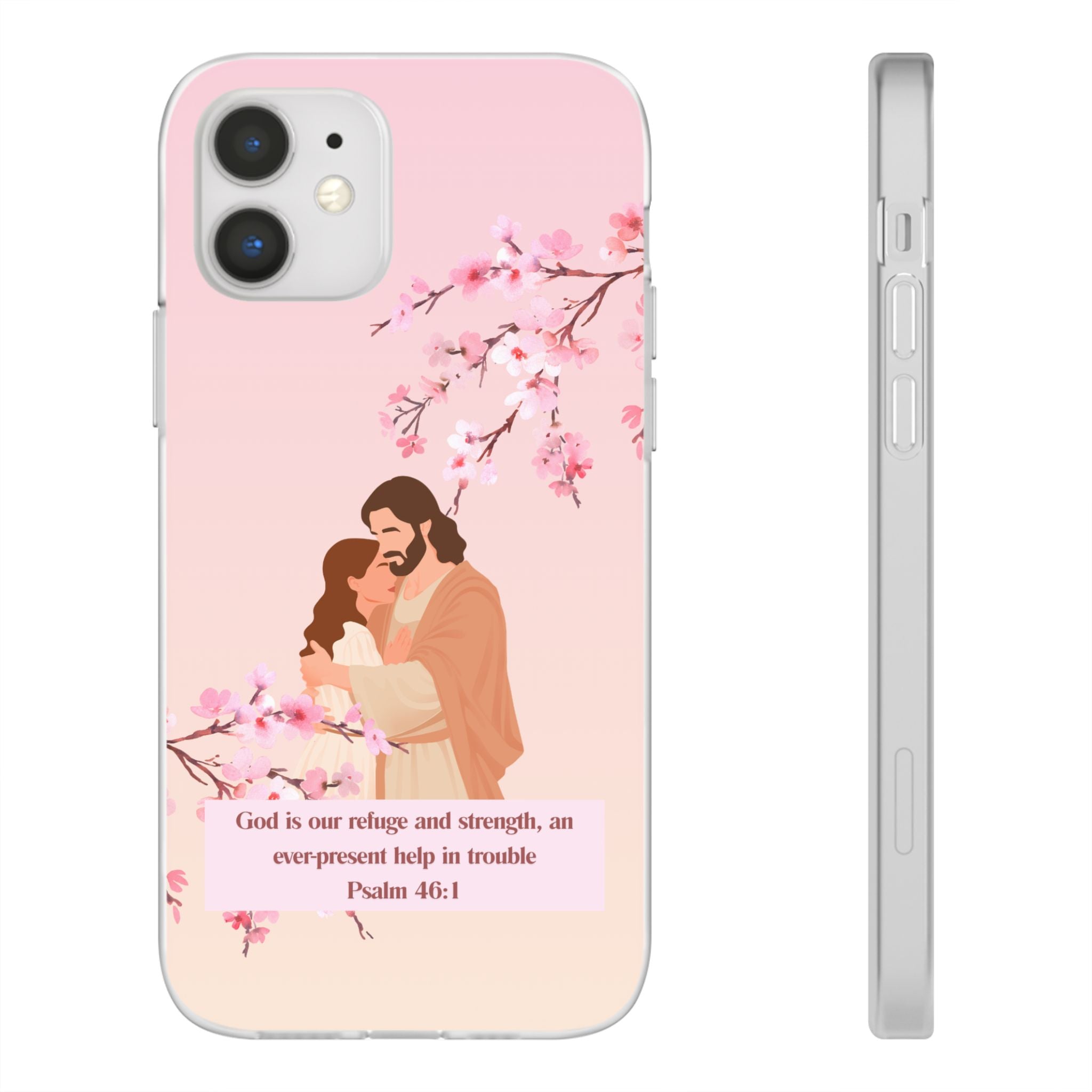 God Is Our Refuge – Psalm 46:1 Cherry Blossom Christian Flexi Phone Case