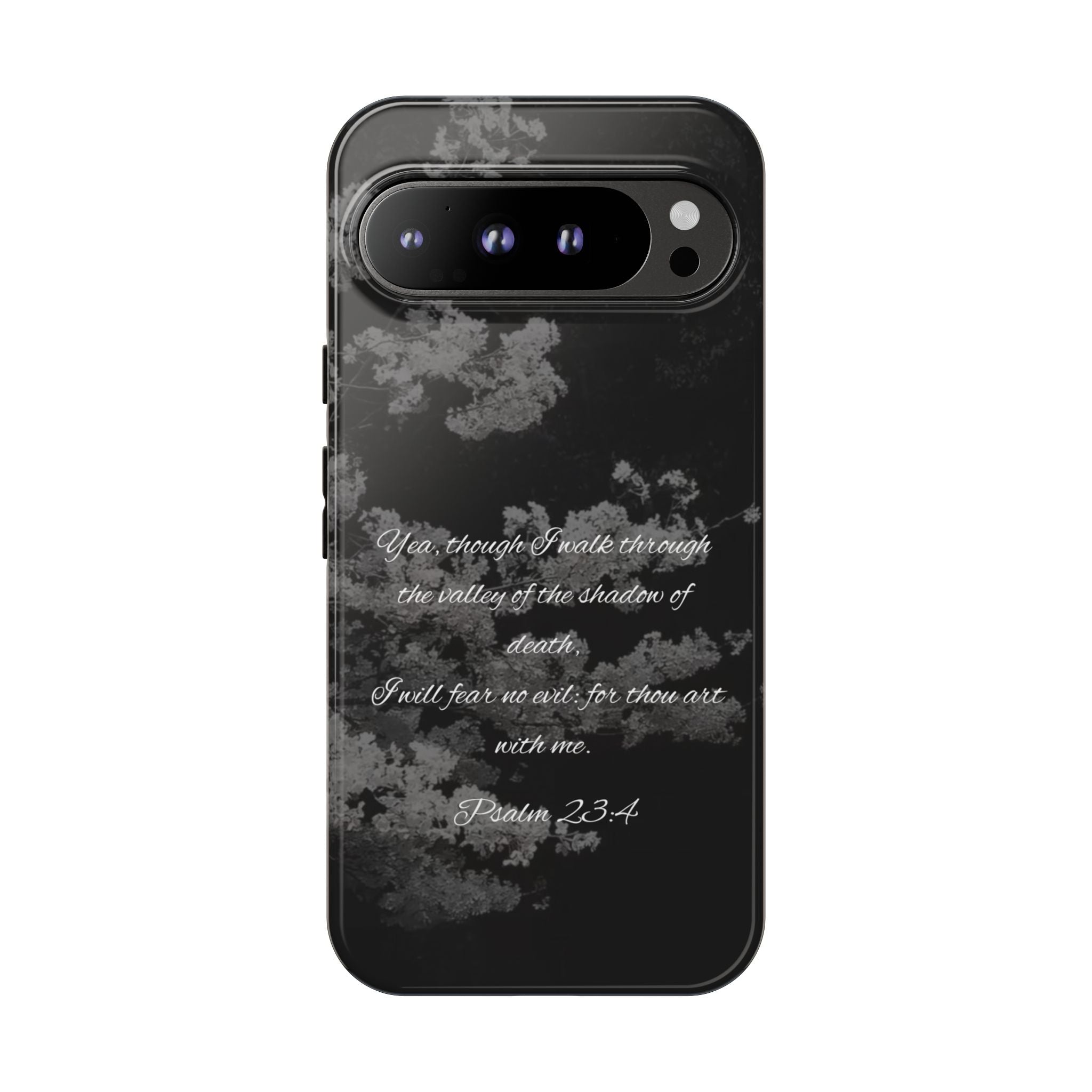 Bible Verse Phone Case — Psalm 23:4 Comfort Black Protective Cover