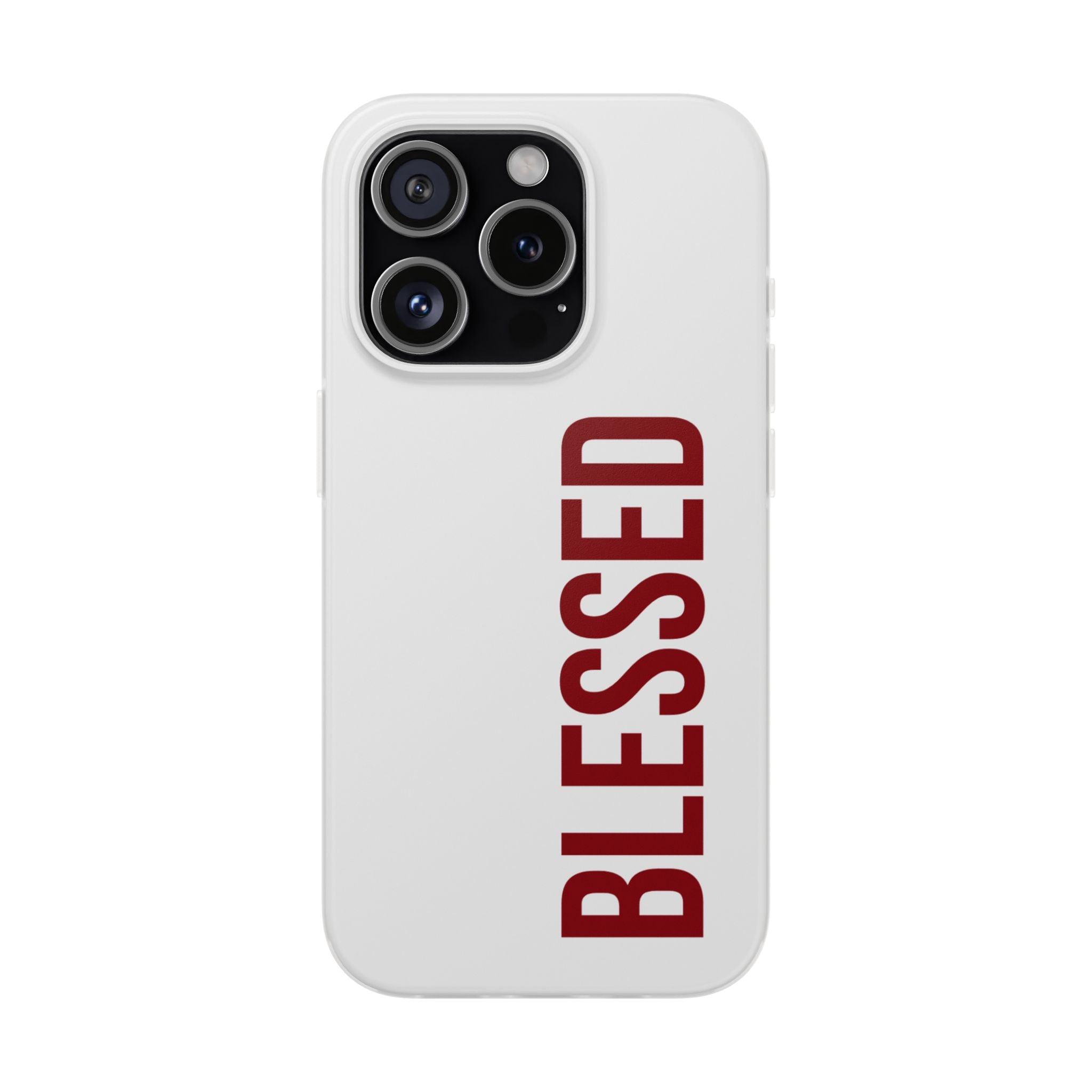 Blessed Phone Case — Vertical Red Typography Clear Flexi Case