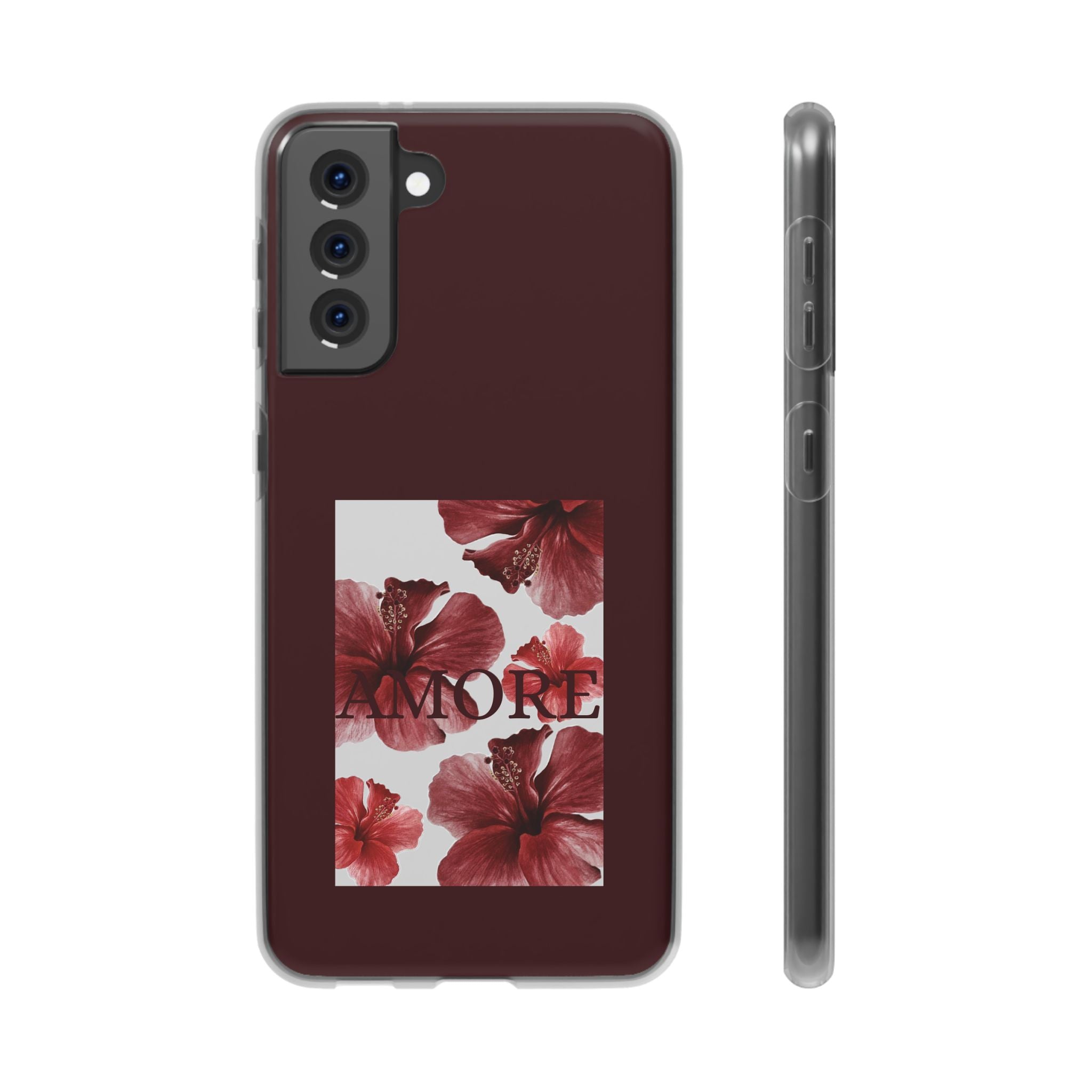 Floral Amore Phone Case — Burgundy Hibiscus Flexible Protection