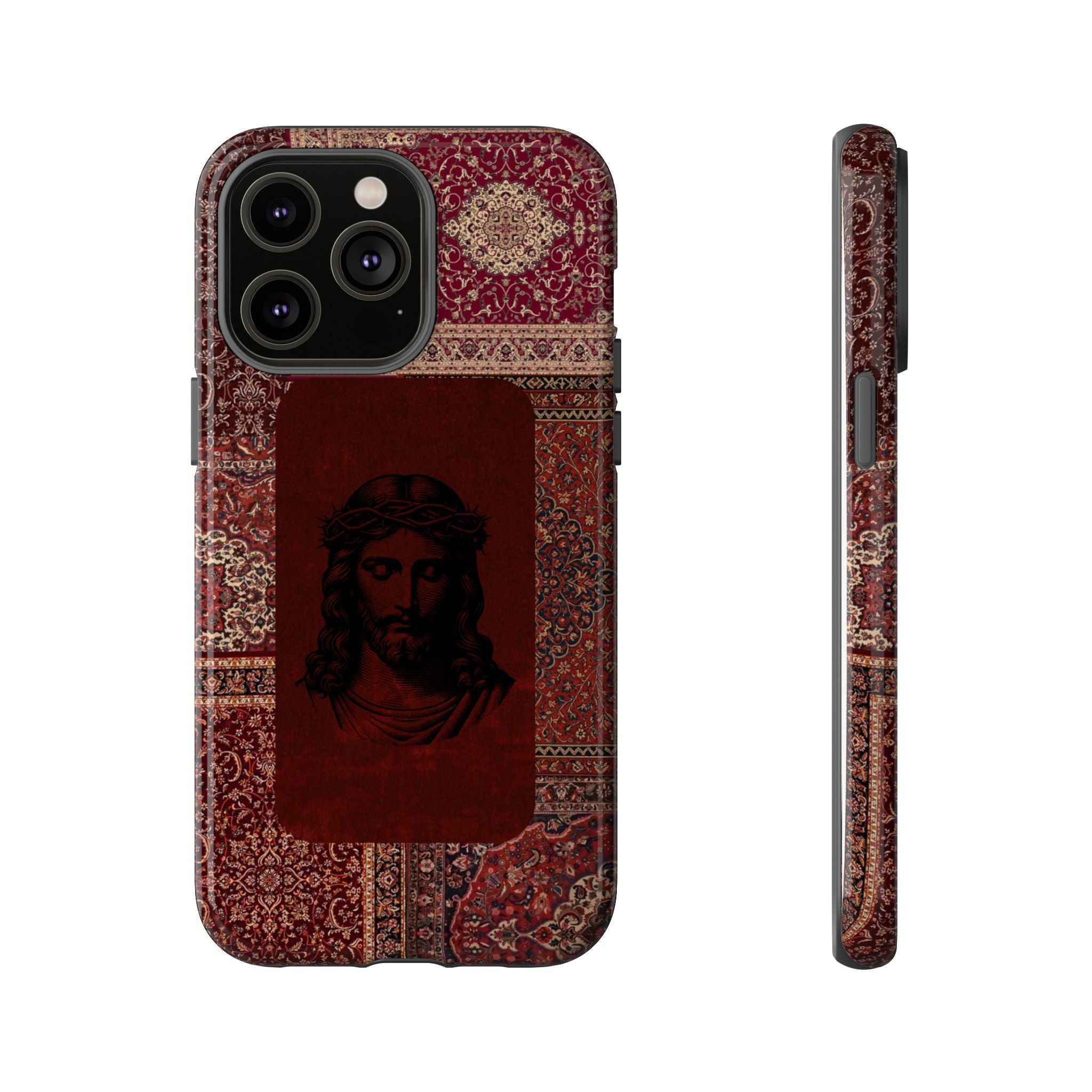 Religious Vintage Rug Phone Case — Jesus Portrait Tough Case