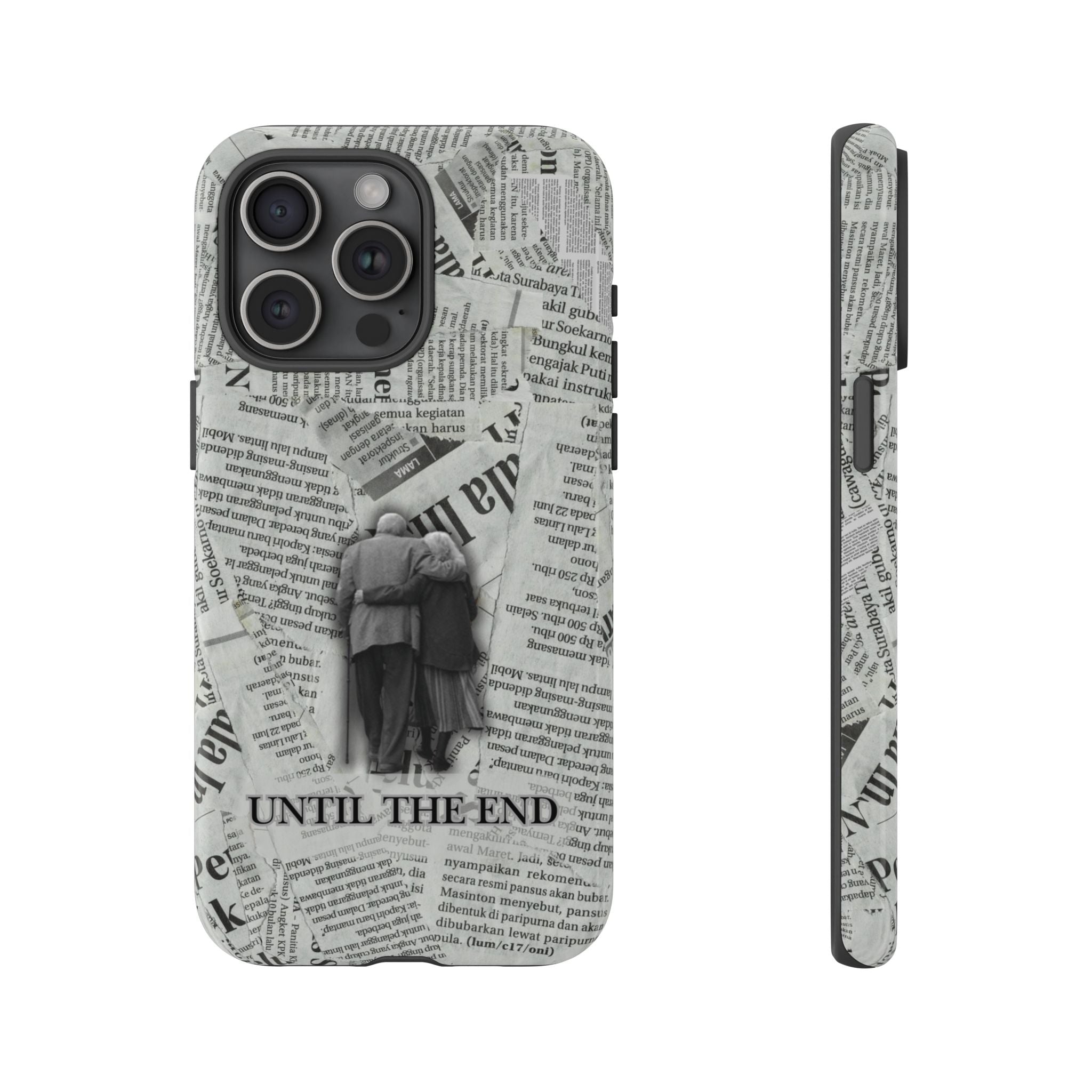 Until the End Newspaper Collage Phone Case