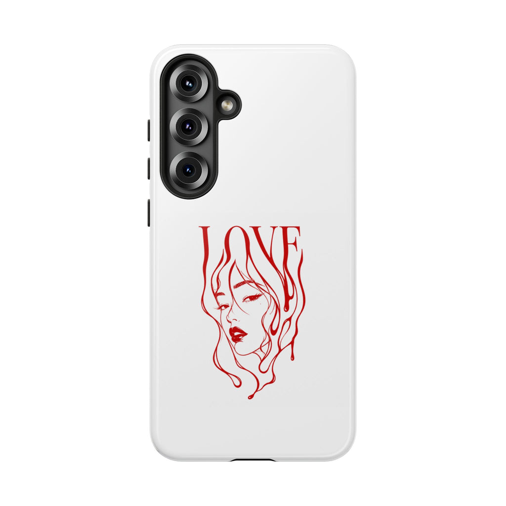 Red Line Art 'Love' Face Design - Tough Case