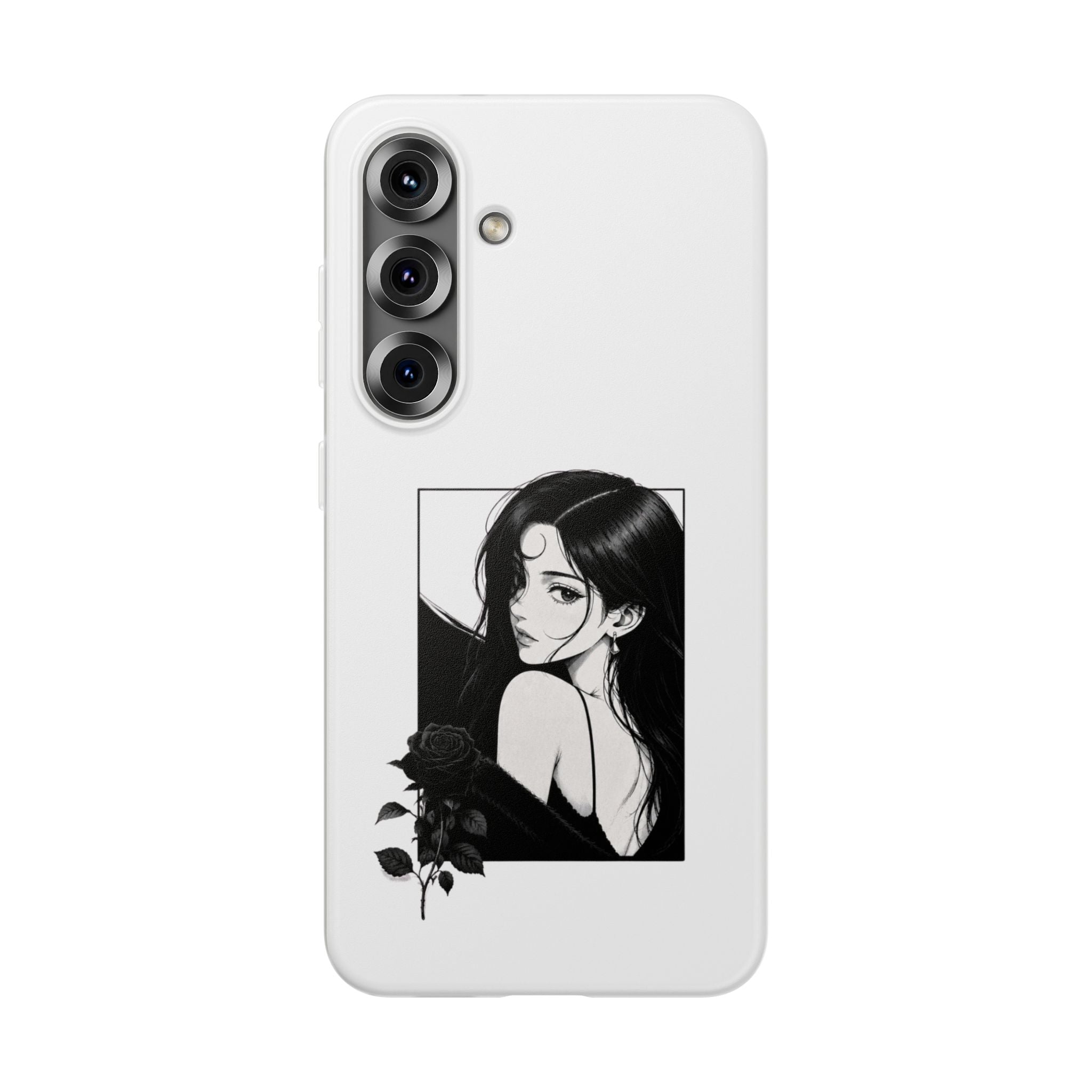 Anime Girl Noir Black Rose Illustration Flexi Case