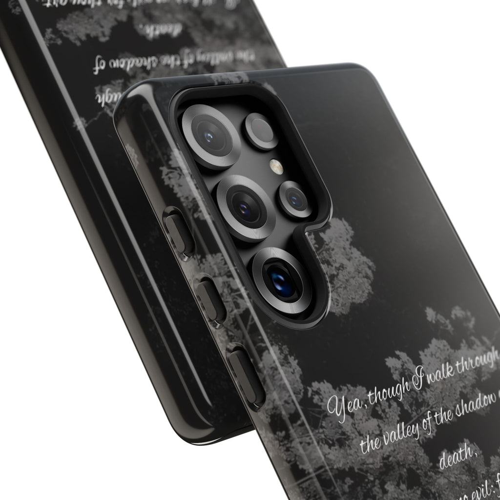 Bible Verse Phone Case — Psalm 23:4 Comfort Black Protective Cover