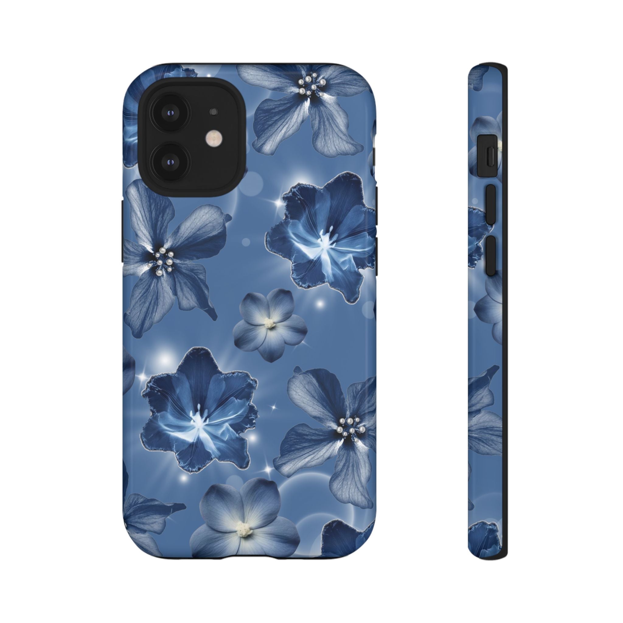 Blue Floral Tough Phone Case — Protective Blossom Design
