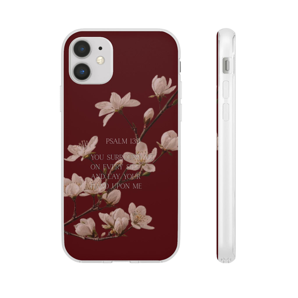 Floral Psalm Phone Case — Psalm 139 Scripture Cherry Blossom iPhone Cover