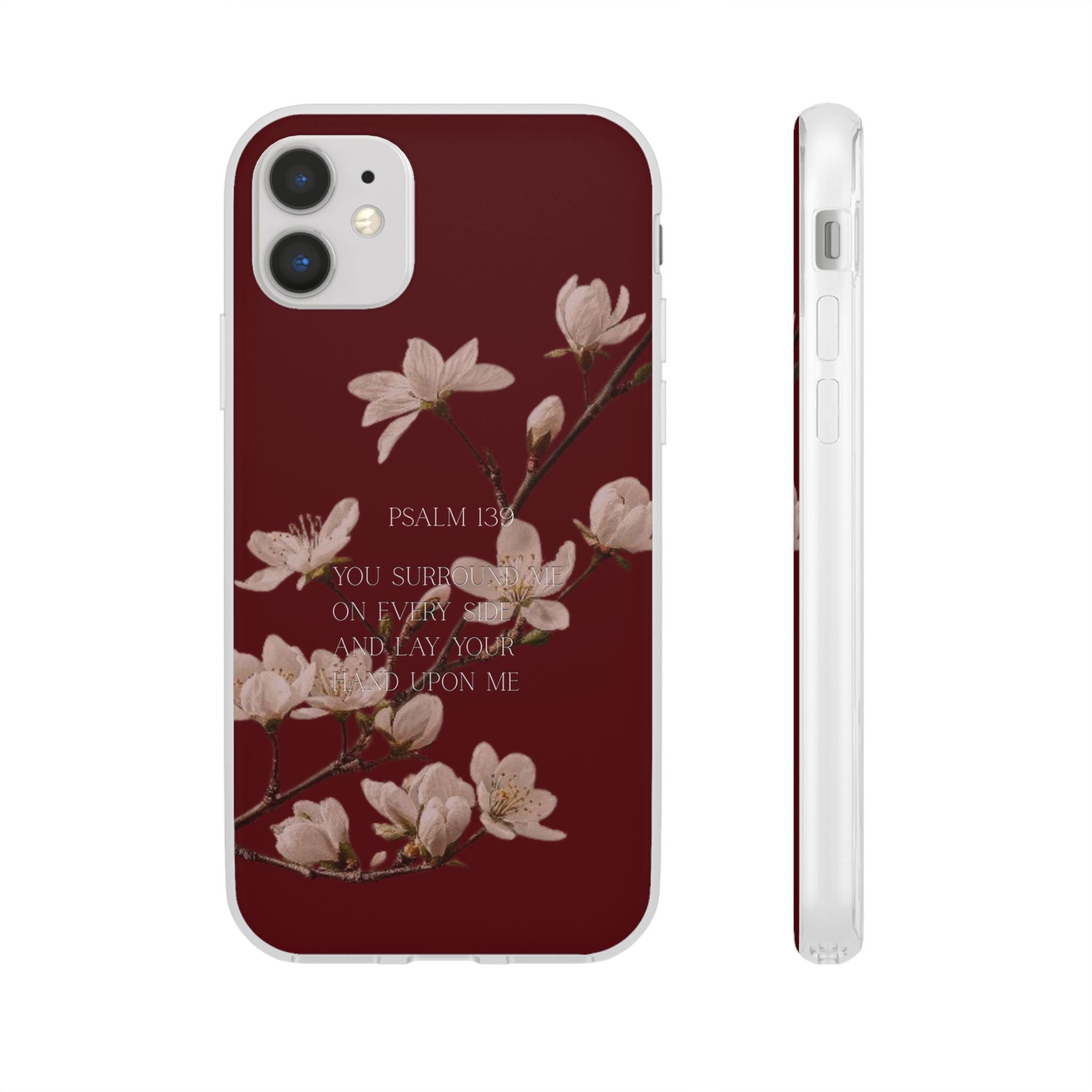 Floral Psalm Phone Case — Psalm 139 Scripture Cherry Blossom iPhone Cover