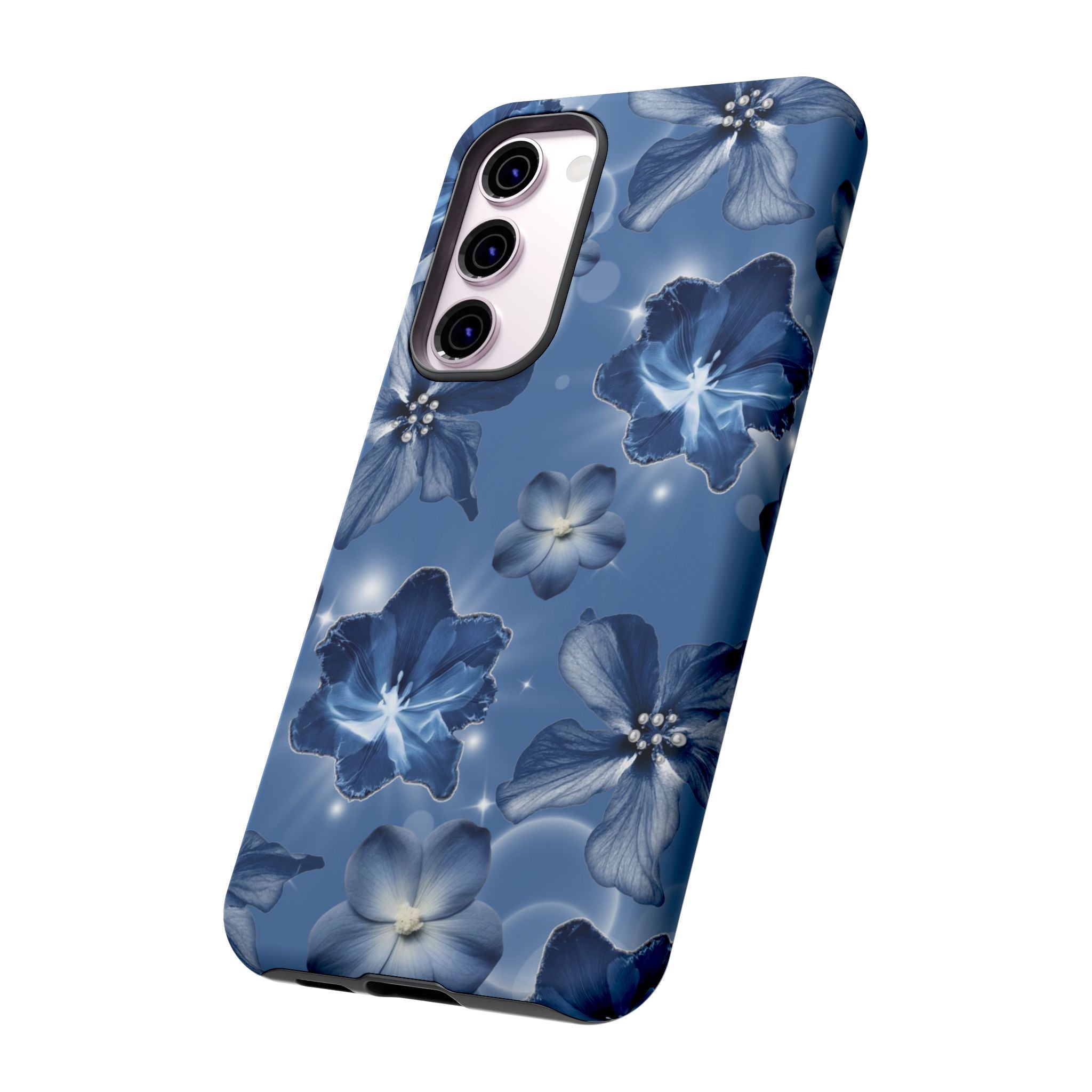 Blue Floral Tough Phone Case — Protective Blossom Design