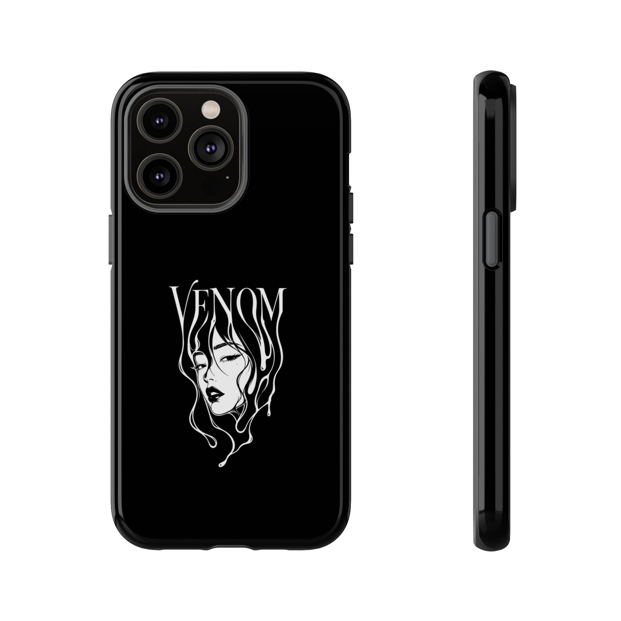 Venom Goth Phone Case — Black Protective Tough Case with Dark Femme Artwork