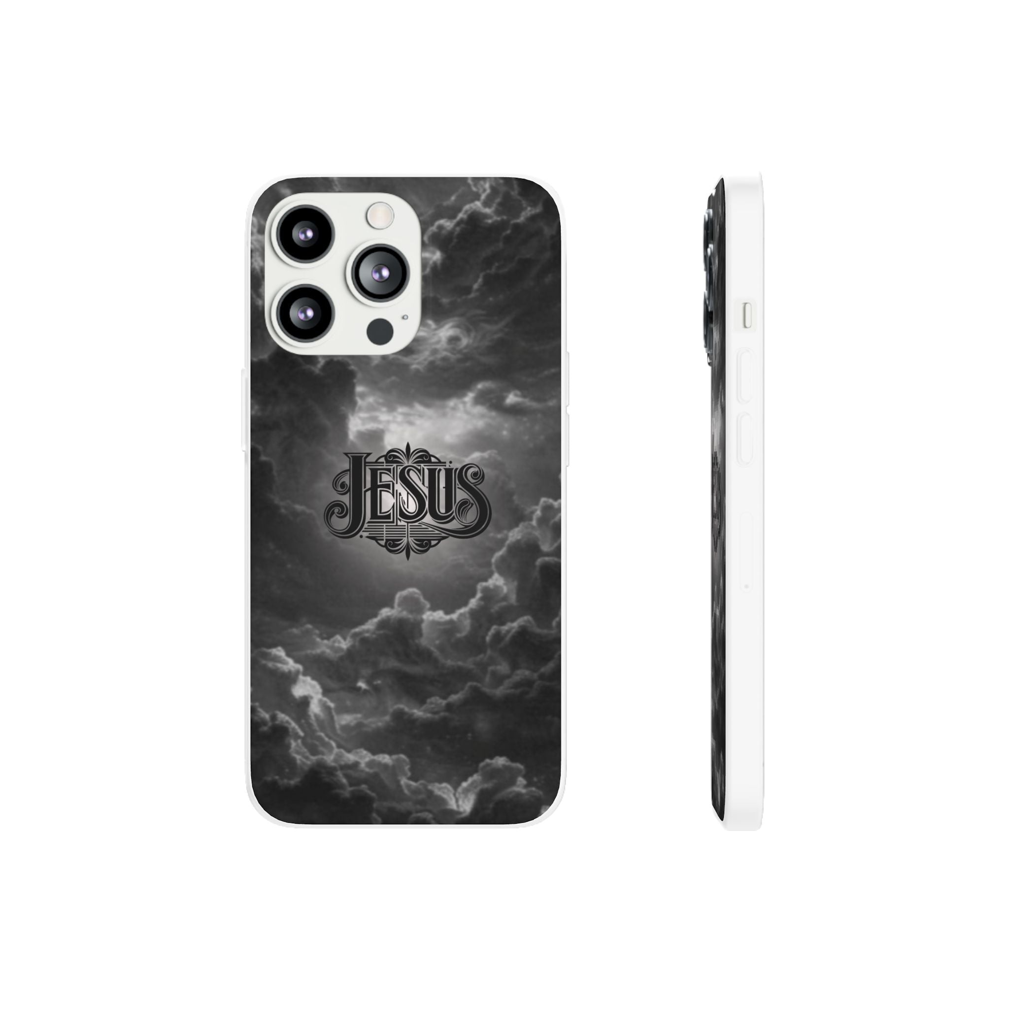 Jesus Cloud Phone Case — Faith-Inspired Flexi Case with 'Jesus' Script