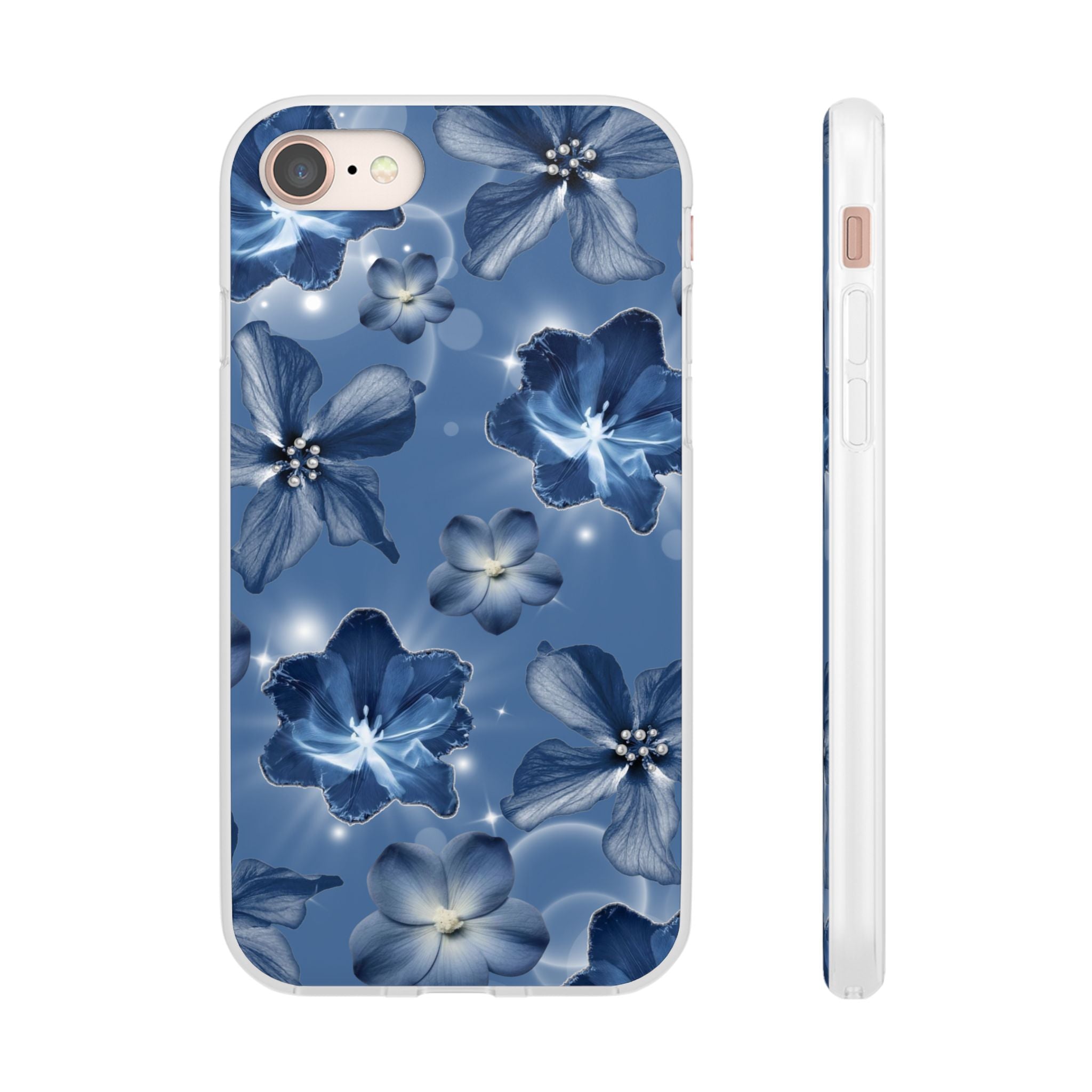 Blue Floral Phone Case — Soft Blue Blossoms Pattern for iPhone