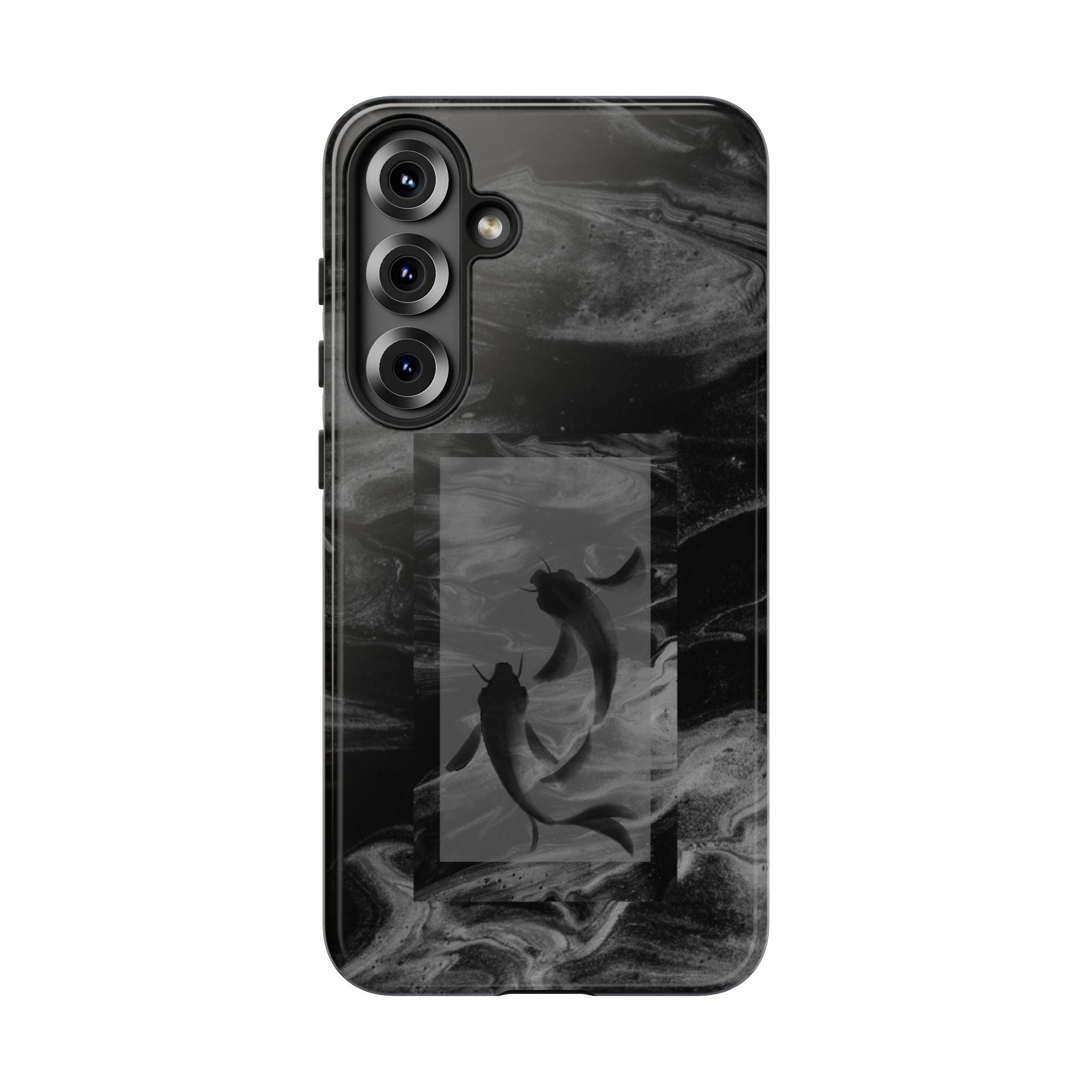 Koi Yin-Yang Marble Phone Case – Black Smoky Art Protection