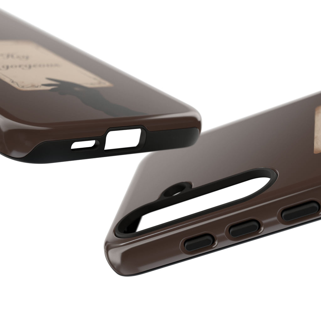Hey Gorgeous Phone Case — Brown Lip Print & Shadow Hand Protective Cover