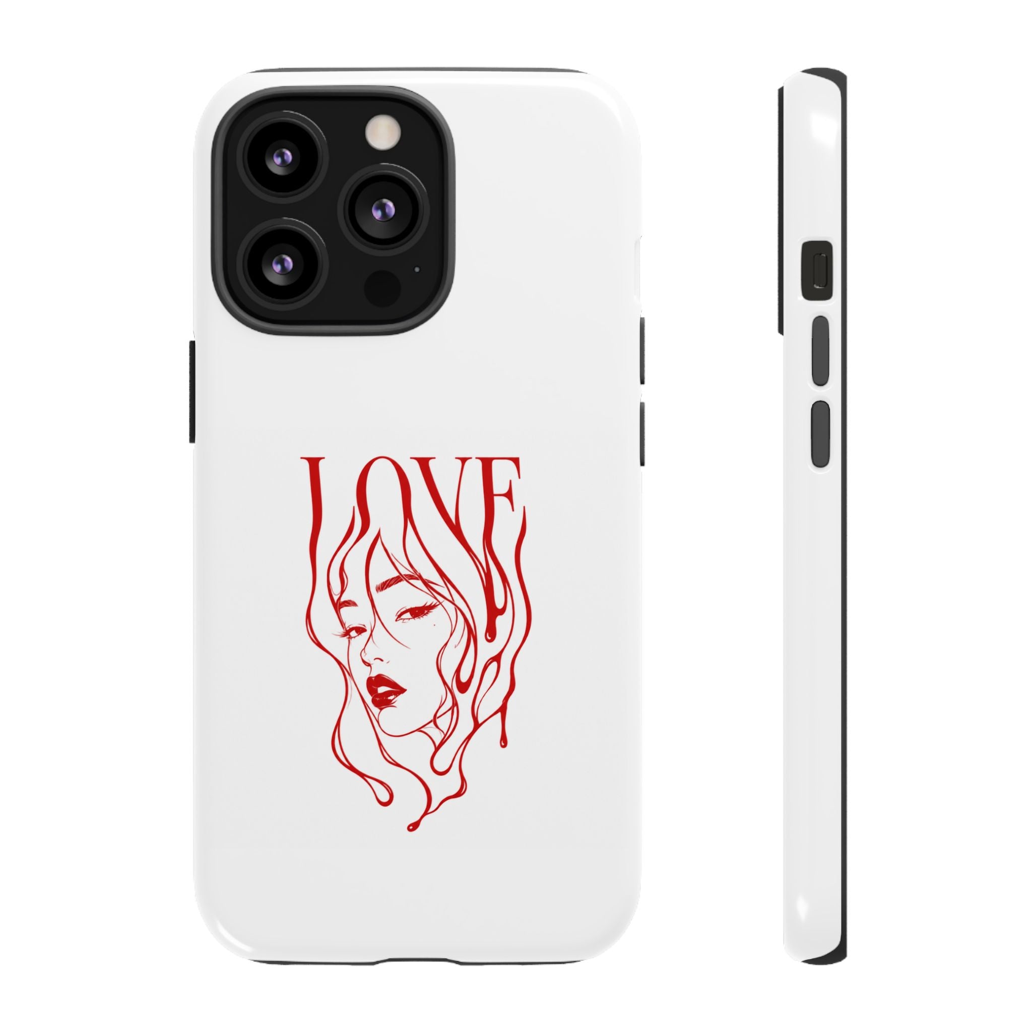 Red Line Art 'Love' Face Design - Tough Case