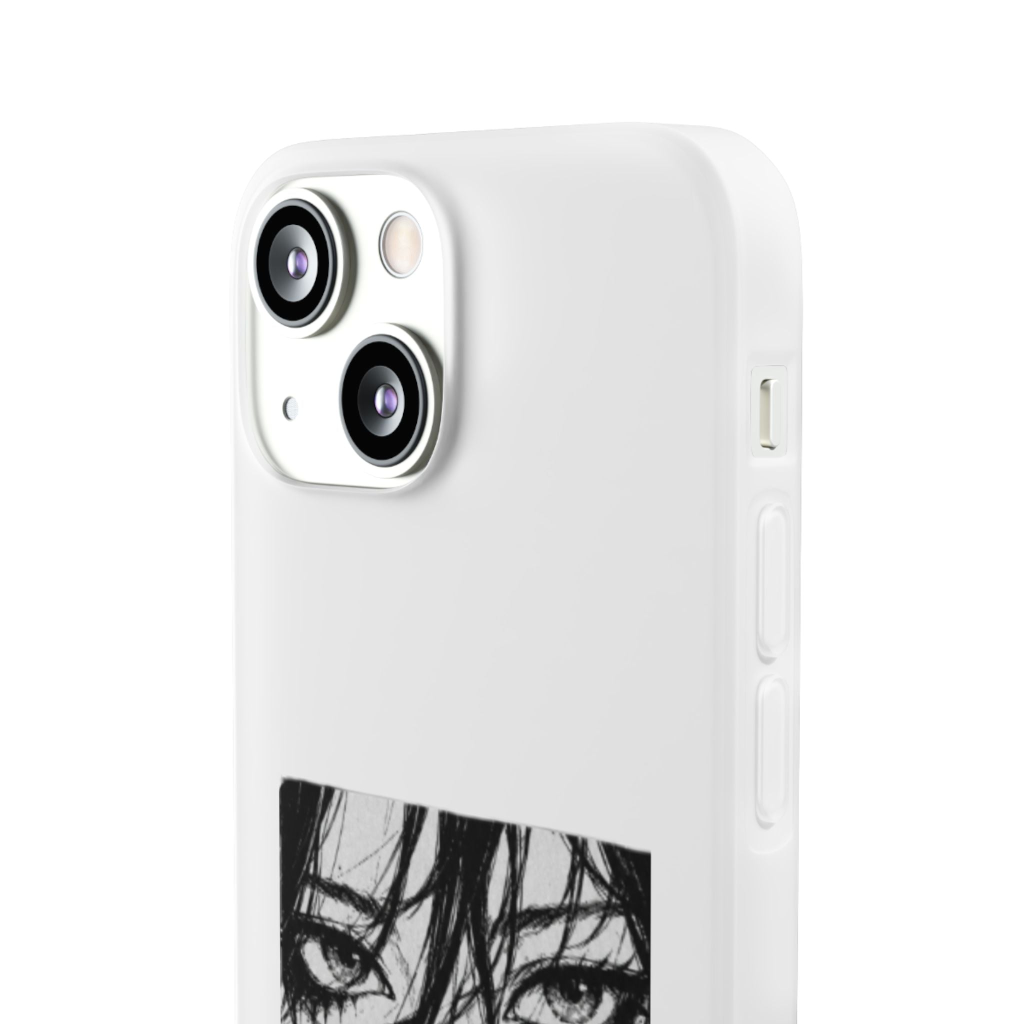 Anime Eyes Illustration Phone Case - Moody Black & White Flexi Case