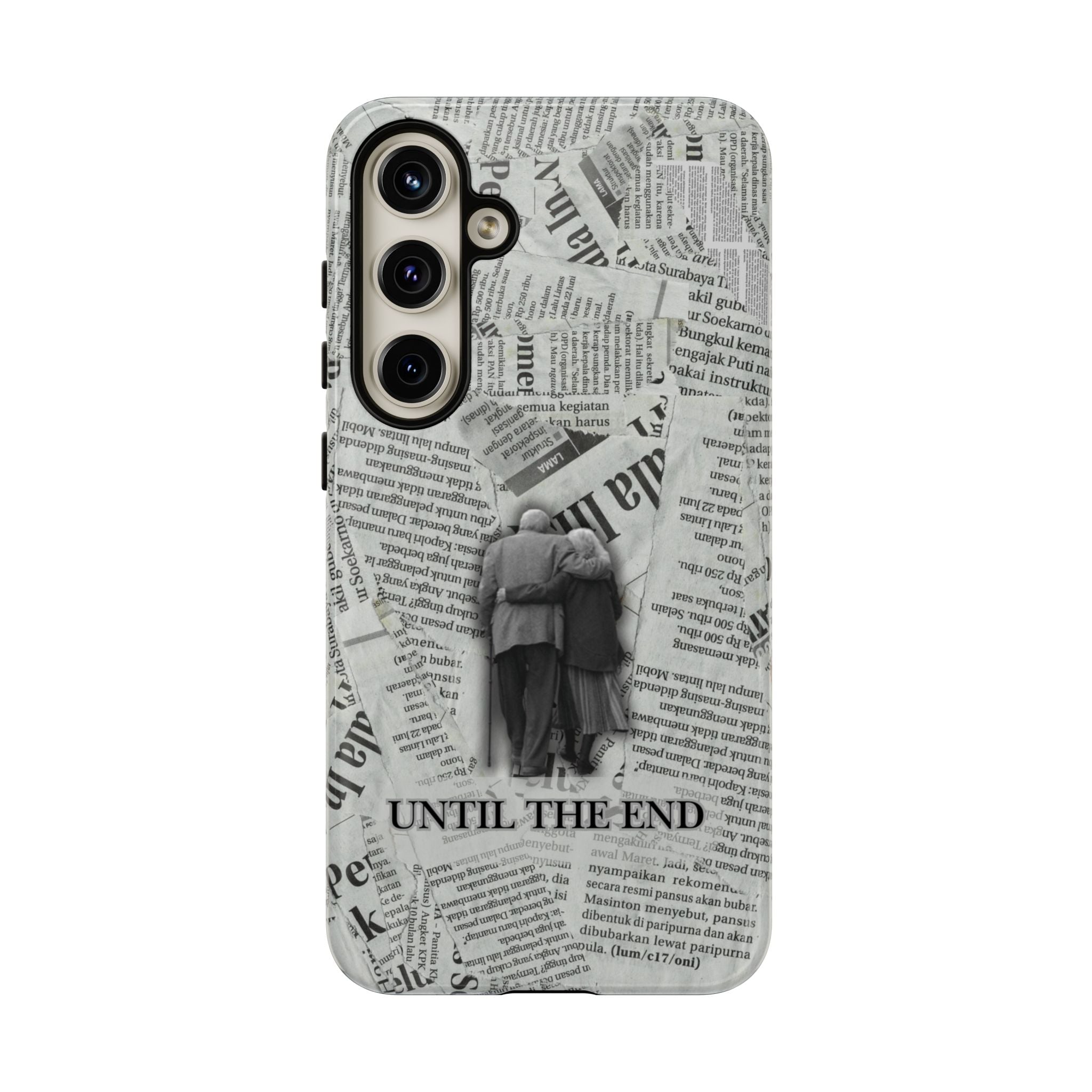 Until the End Newspaper Collage Phone Case