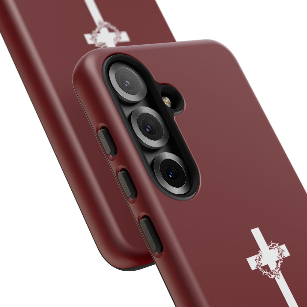 God's Plan — Christian Tough Phone Case | Cross Faith Burgundy Cover
