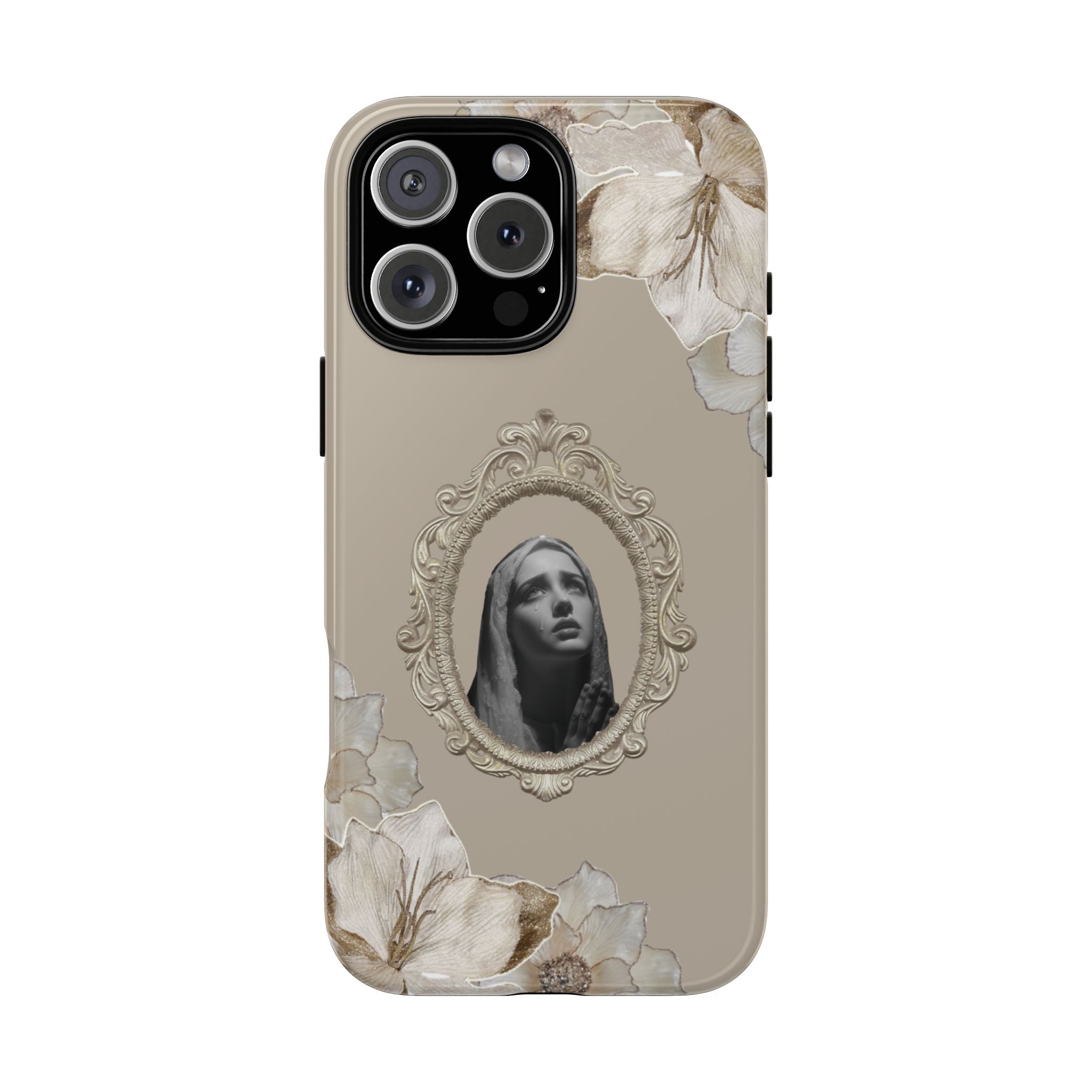 Vintage Floral Phone Case with Sacred Madonna Portrait